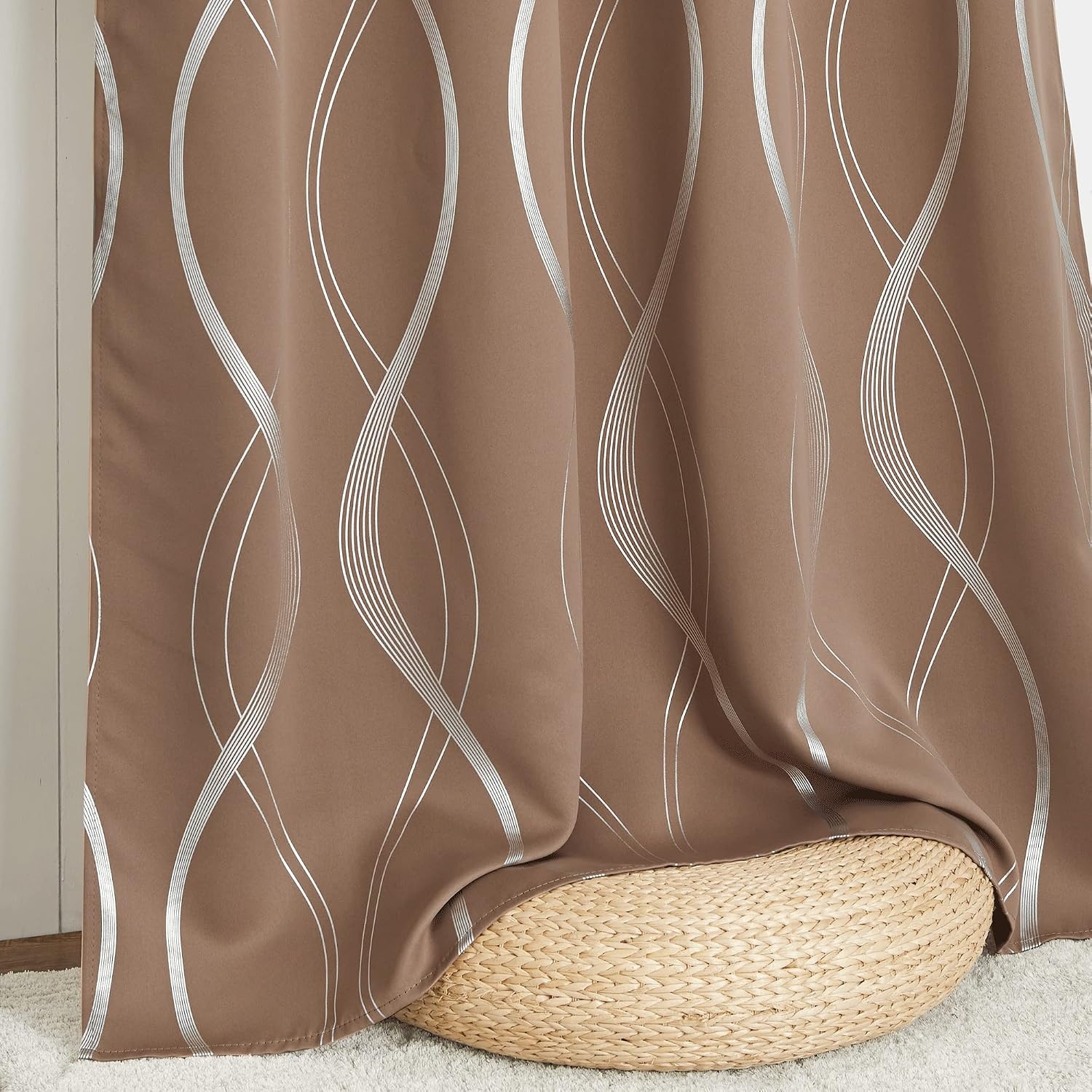 image:imageNICETOWN Grey Blackout Striped Pattern Curtains for Living Room 52 x 841 Cappuccino