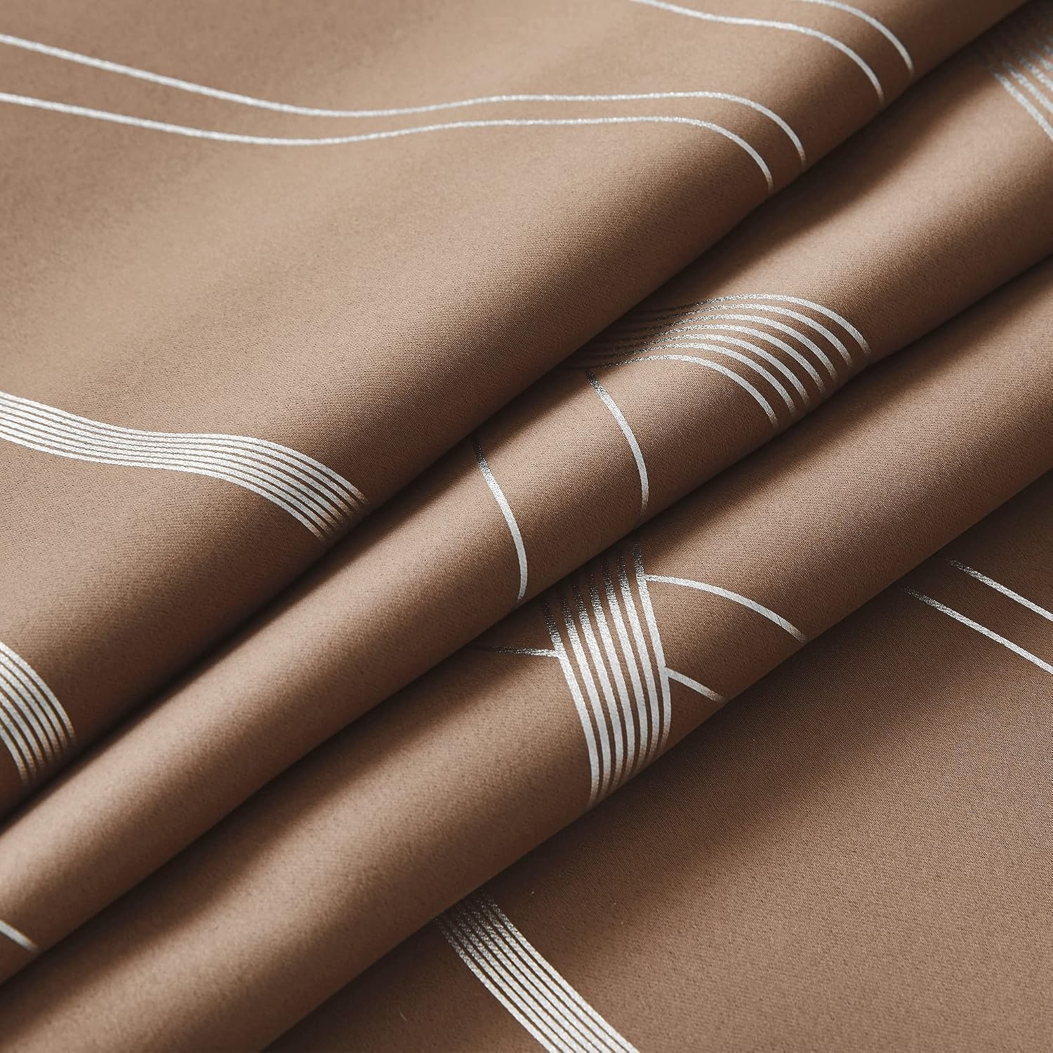 image:imageNICETOWN Grey Blackout Striped Pattern Curtains for Living Room 52 x 841 Cappuccino
