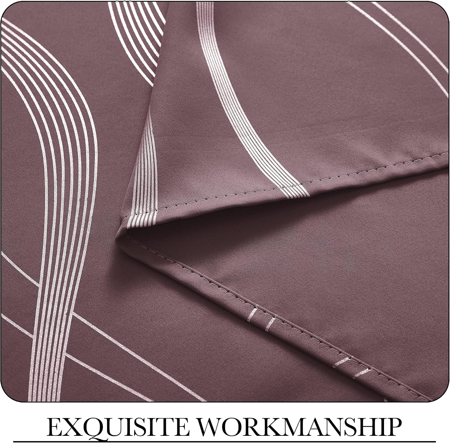 image:imageNICETOWN Grey Blackout Striped Pattern Curtains for Living Room 52 x 841 Dry Rose