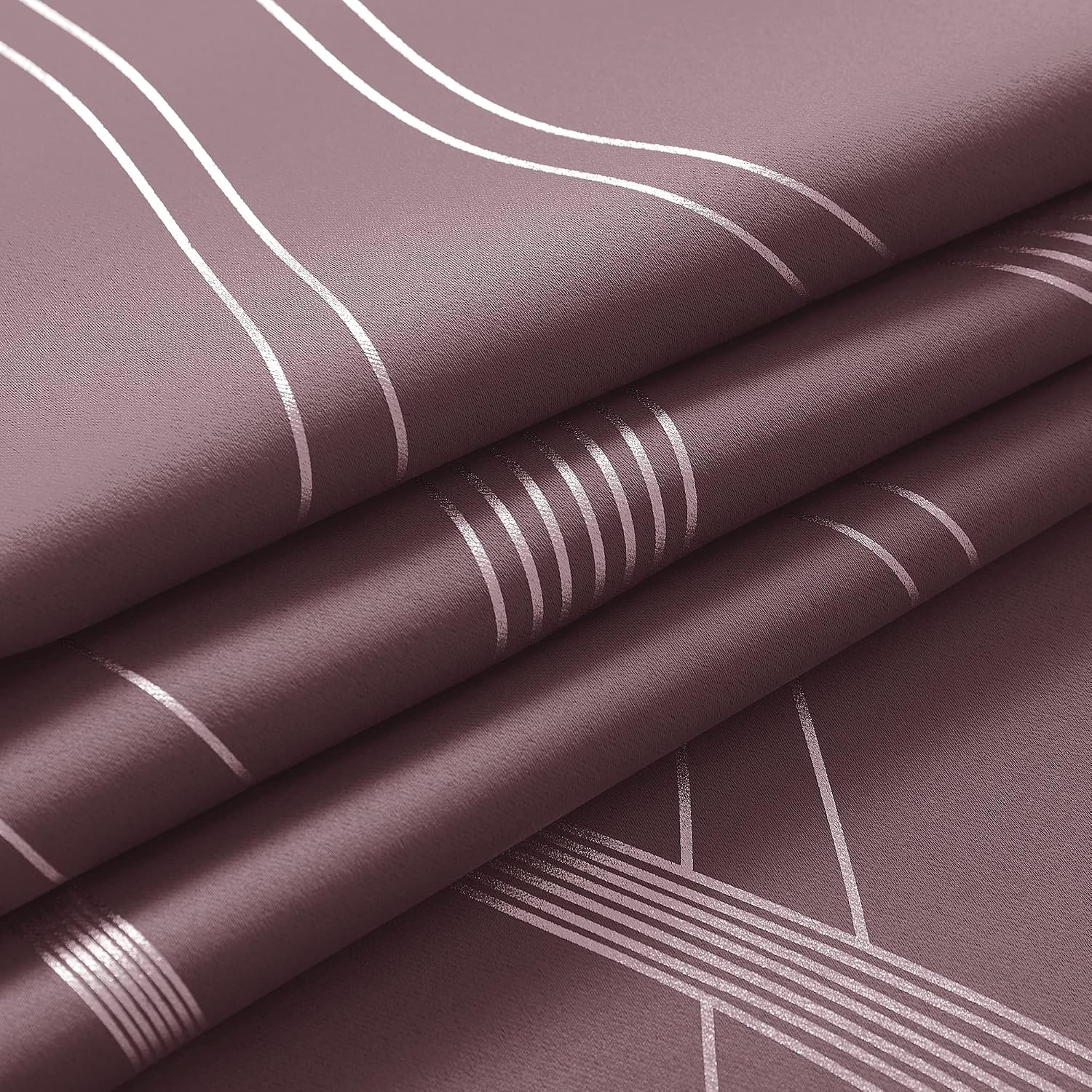 image:imageNICETOWN Grey Blackout Striped Pattern Curtains for Living Room 52 x 841 Dry Rose