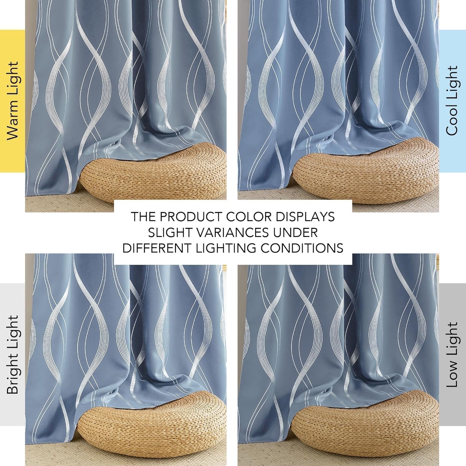 image:imageNICETOWN Grey Blackout Striped Pattern Curtains for Living Room 52 x 841 Dusty Blue
