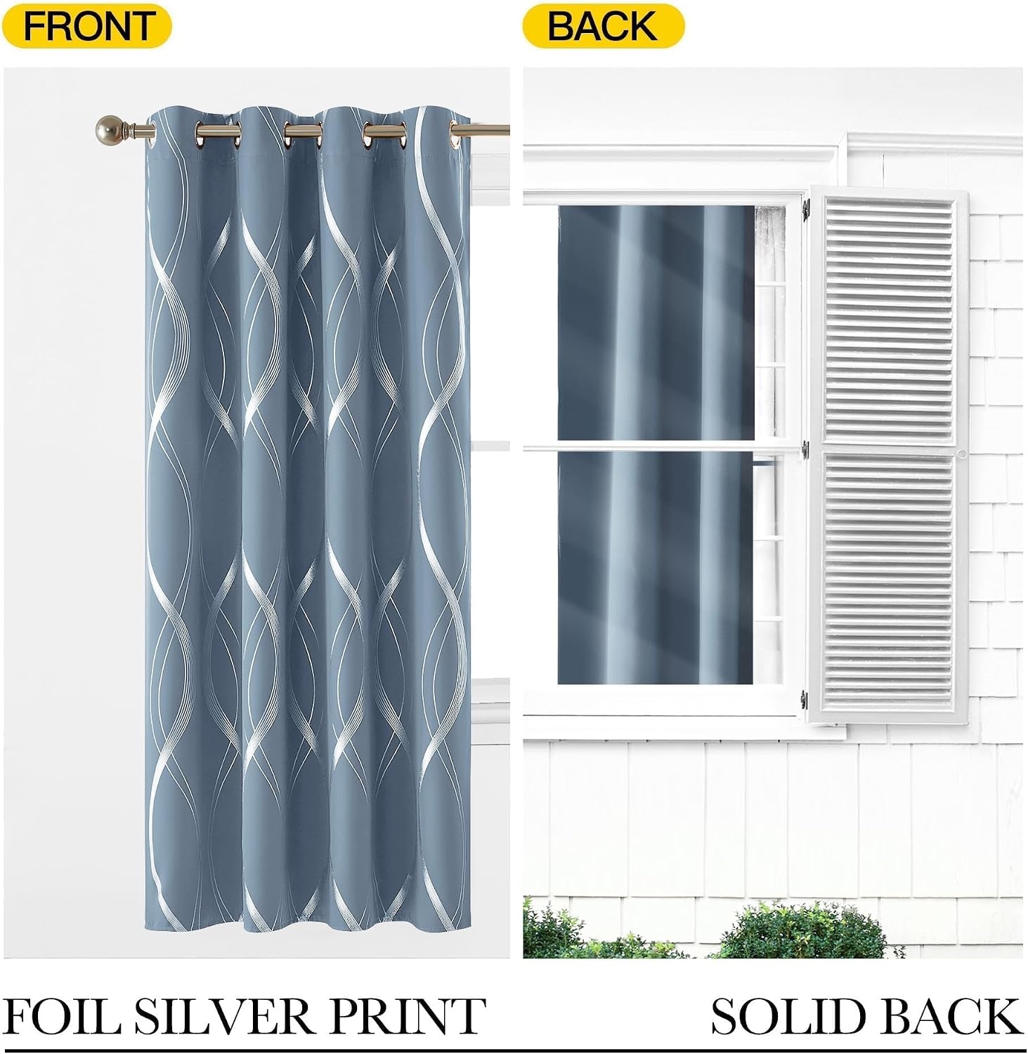 image:imageNICETOWN Grey Blackout Striped Pattern Curtains for Living Room 52 x 841 Dusty Blue