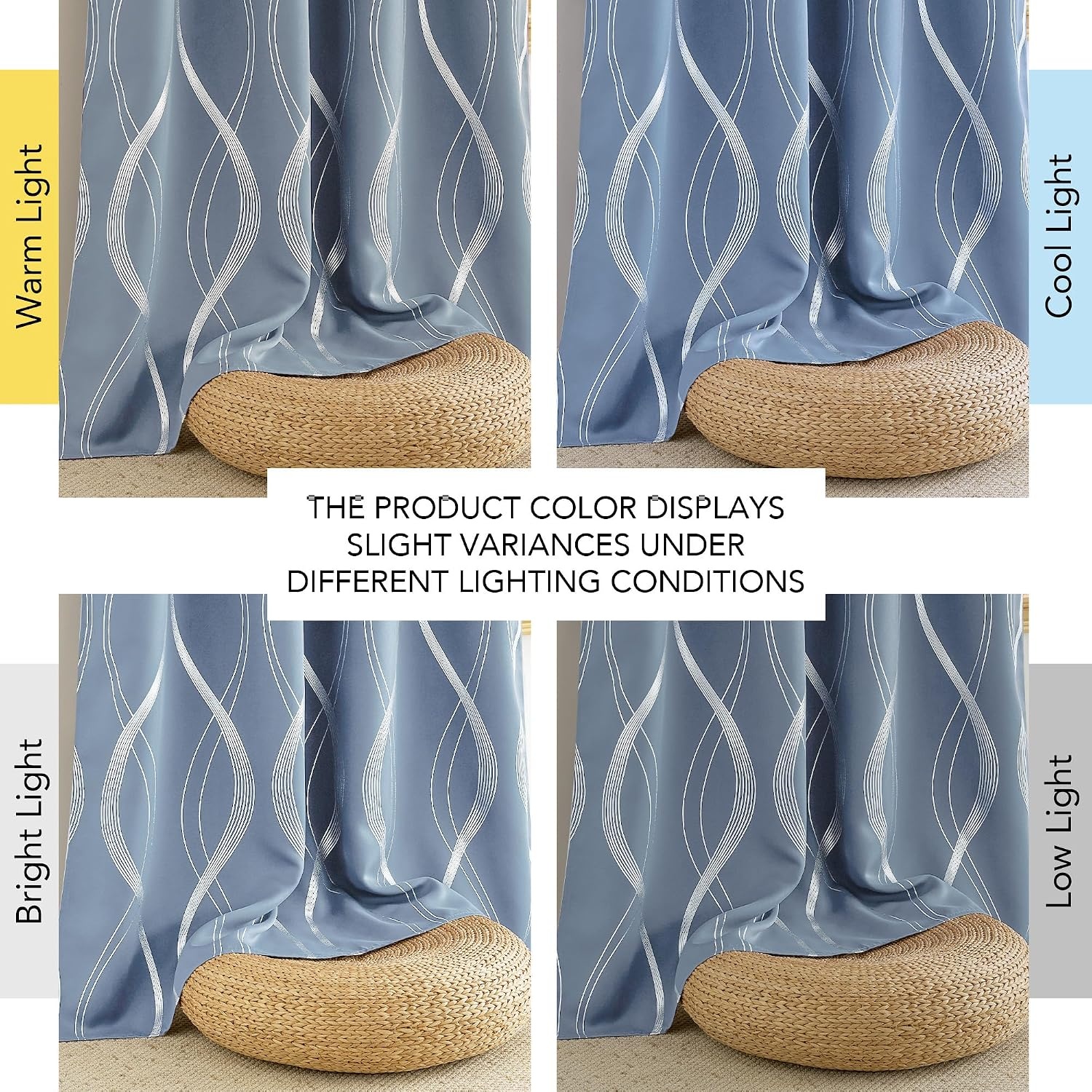 image:imageNICETOWN Grey Blackout Striped Pattern Curtains for Living Room 52 x 841 Dusty Blue