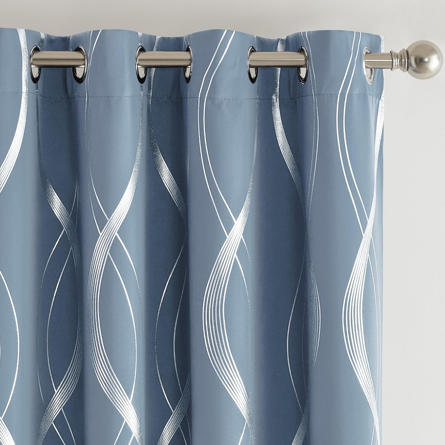image:imageNICETOWN Grey Blackout Striped Pattern Curtains for Living Room 52 x 841 Dusty Blue