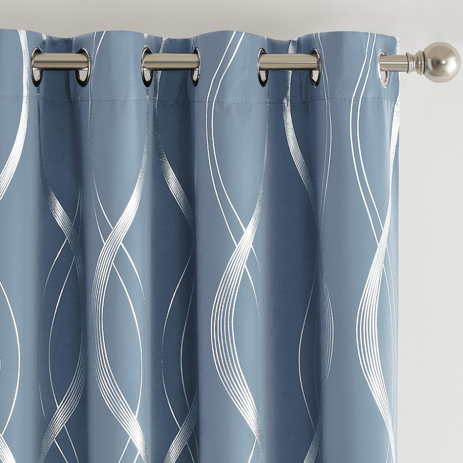 image:imageNICETOWN Grey Blackout Striped Pattern Curtains for Living Room 52 x 841 Dusty Blue