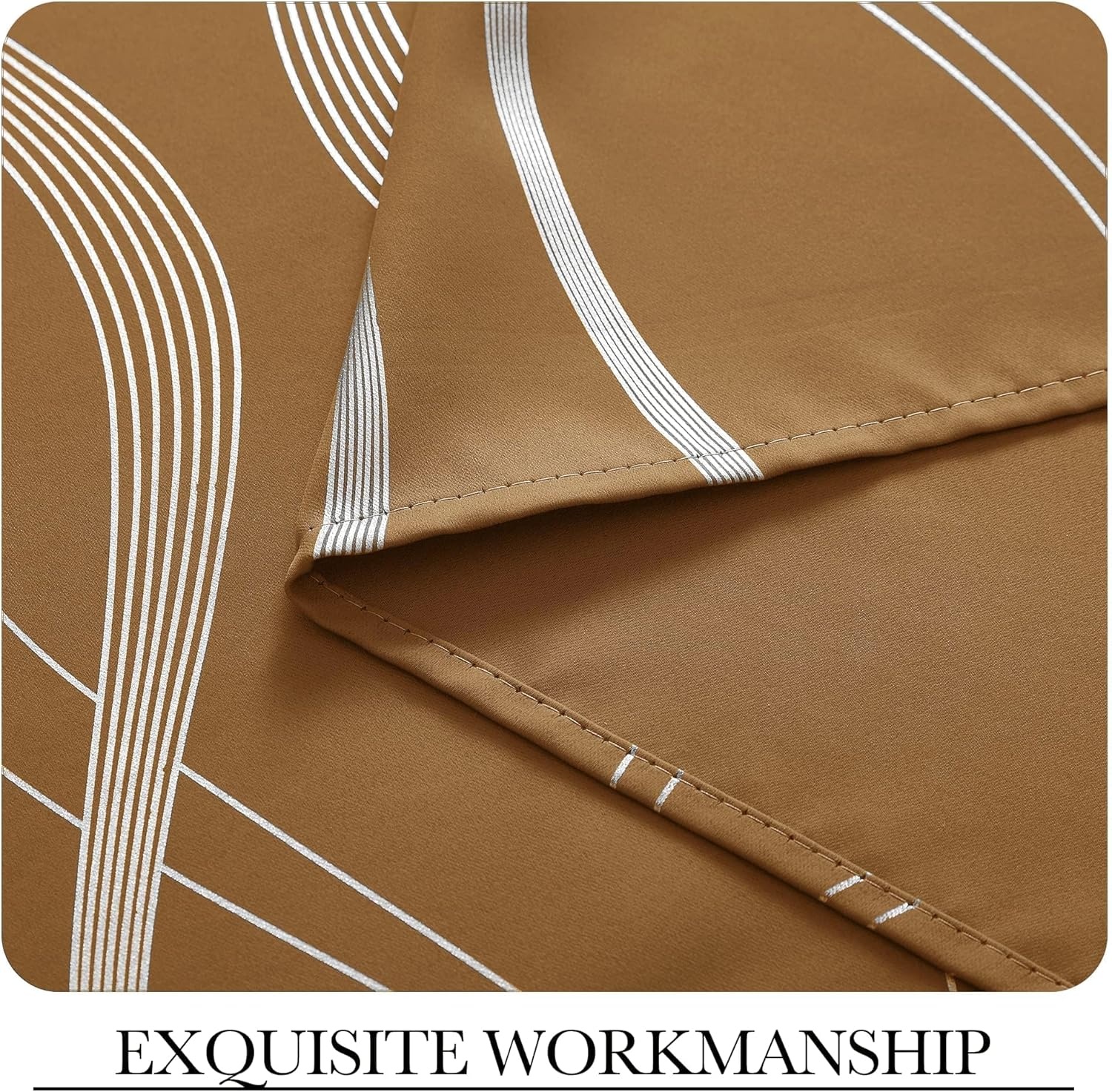 image:imageNICETOWN Grey Blackout Striped Pattern Curtains for Living Room 52 x 841 Gold Brown