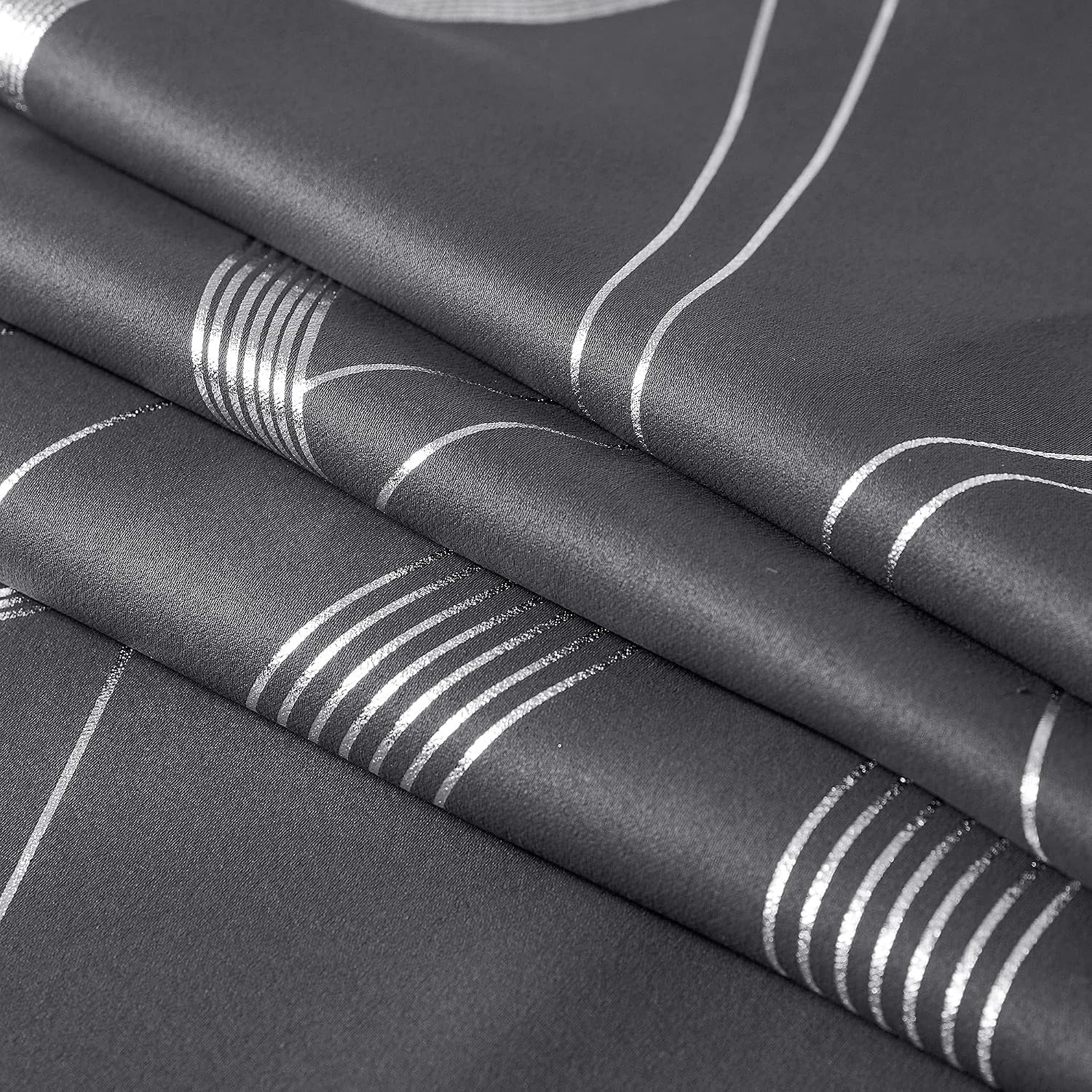 image:imageNICETOWN Grey Blackout Striped Pattern Curtains for Living Room 52 x 841 Grey