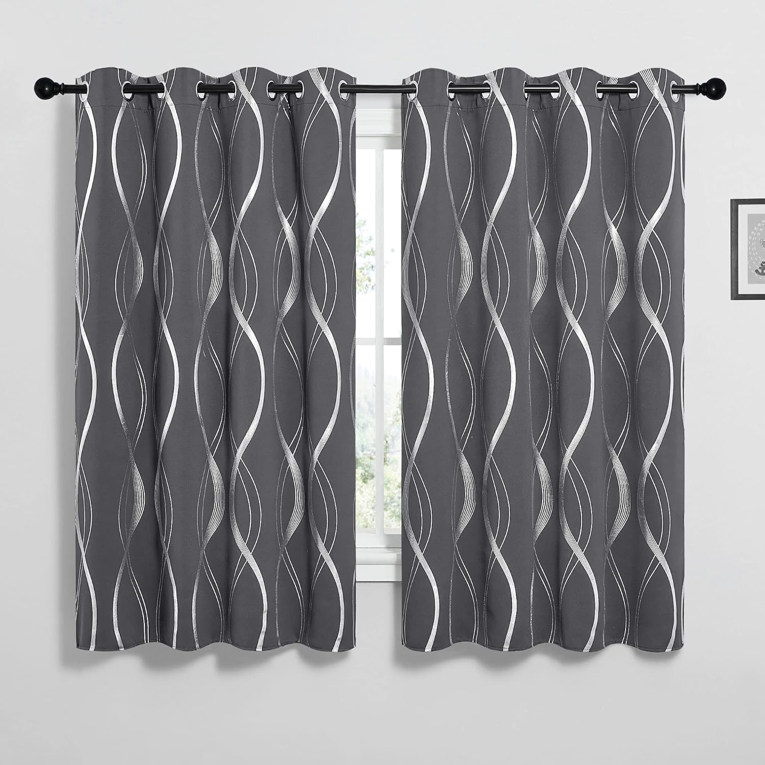 image:imageNICETOWN Grey Blackout Striped Pattern Curtains for Living Room 52 x 841 Grey