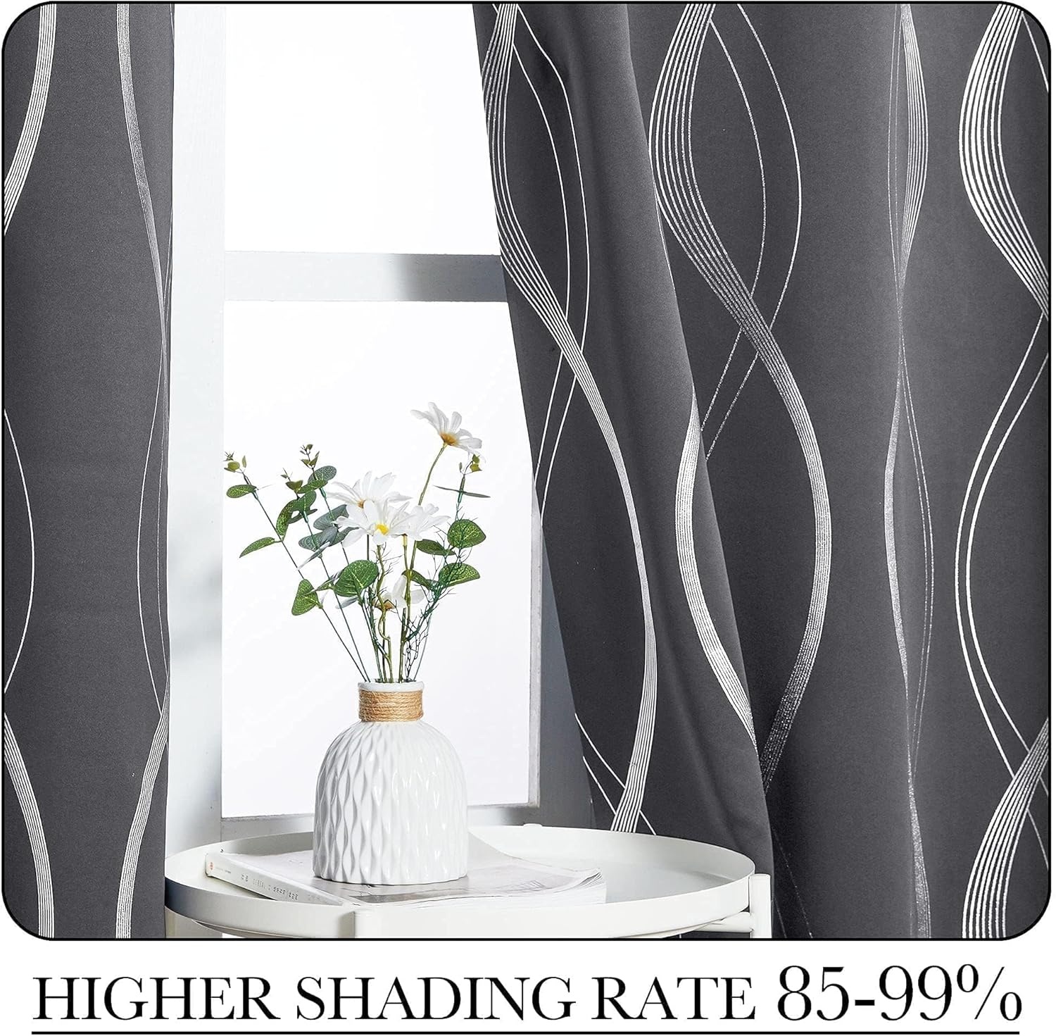 image:imageNICETOWN Grey Blackout Striped Pattern Curtains for Living Room 52 x 841 Grey