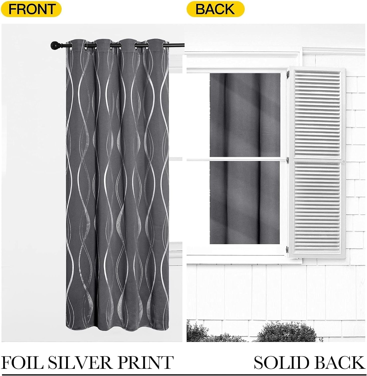 image:imageNICETOWN Grey Blackout Striped Pattern Curtains for Living Room 52 x 841 Grey
