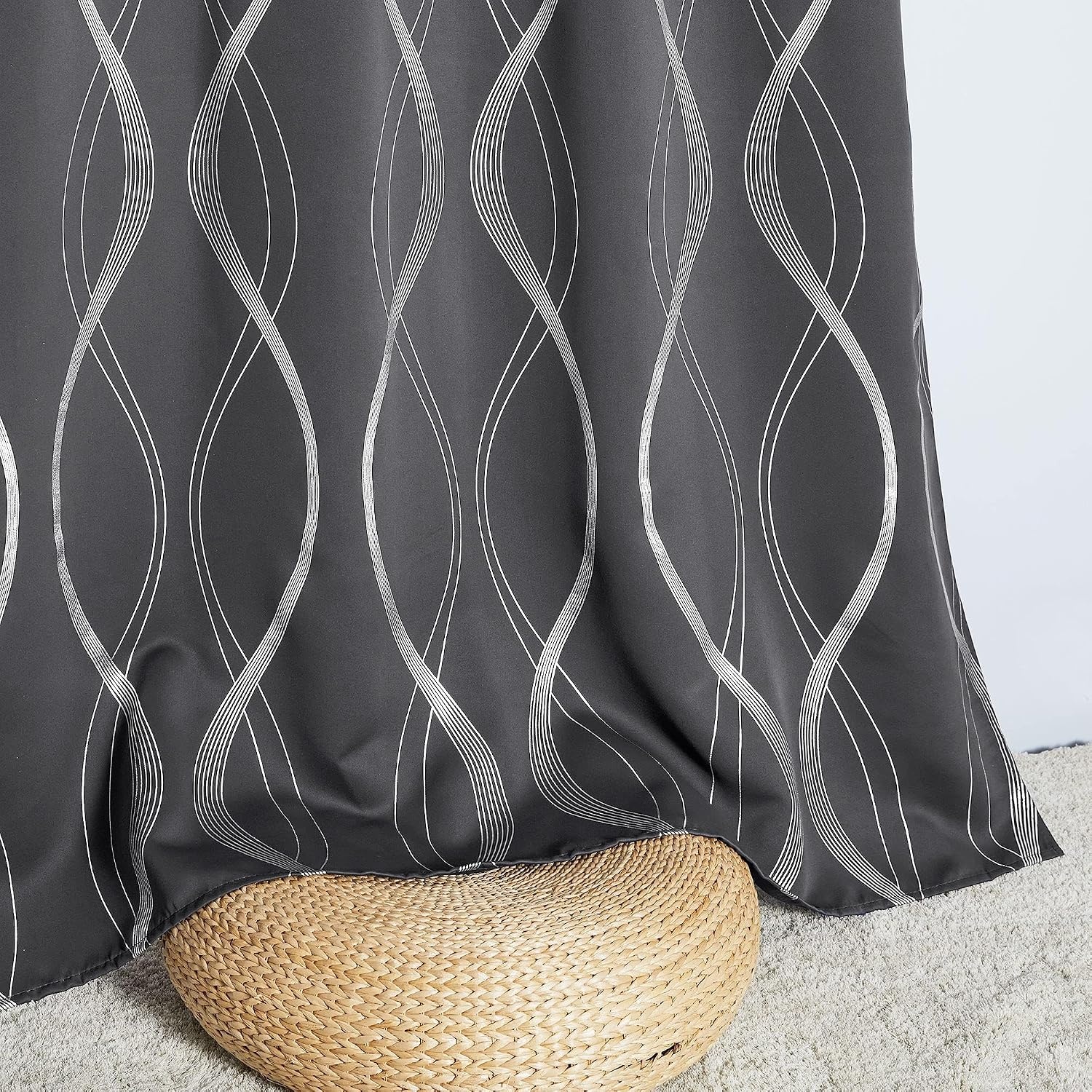 image:imageNICETOWN Grey Blackout Striped Pattern Curtains for Living Room 52 x 841 Grey
