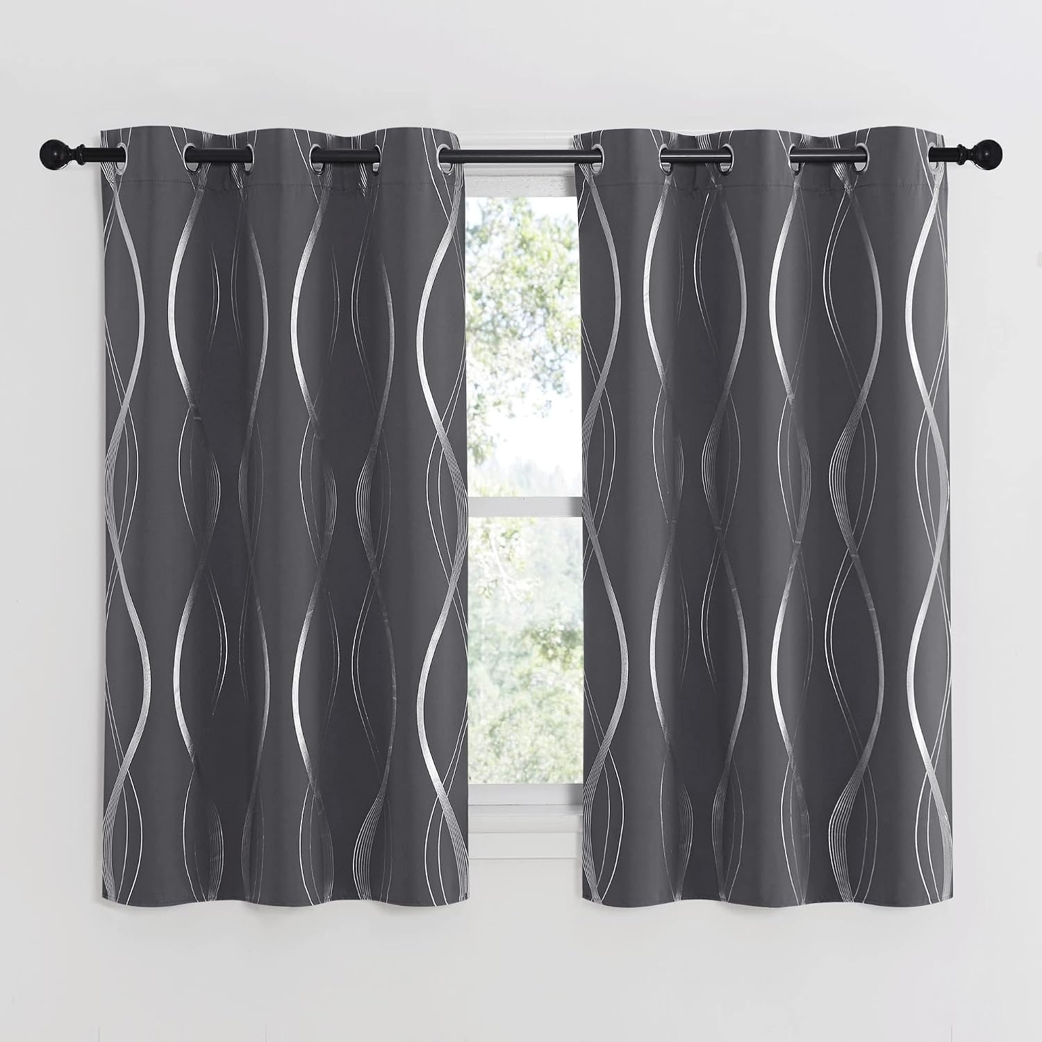 image:imageNICETOWN Grey Blackout Striped Pattern Curtains for Living Room 52 x 841 Grey