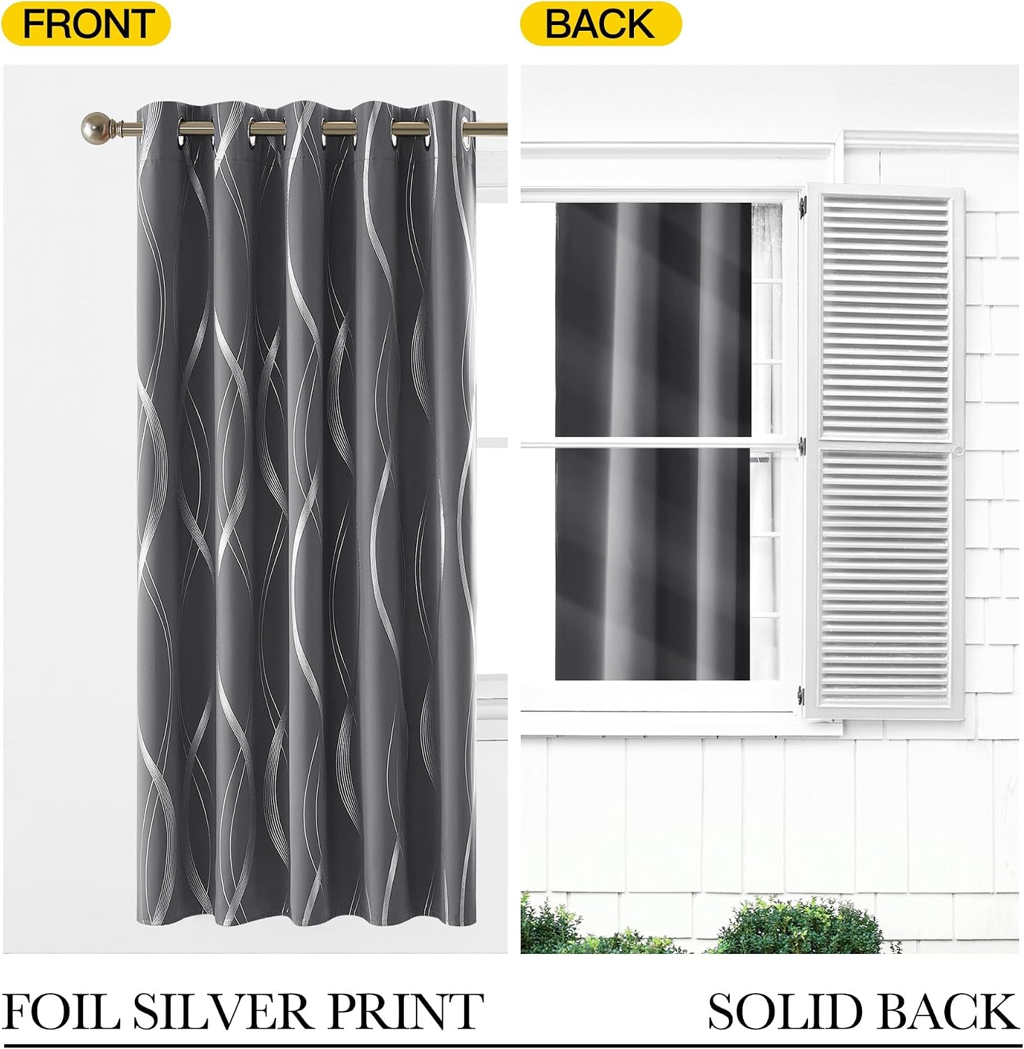 image:imageNICETOWN Grey Blackout Striped Pattern Curtains for Living Room 52 x 841 Grey