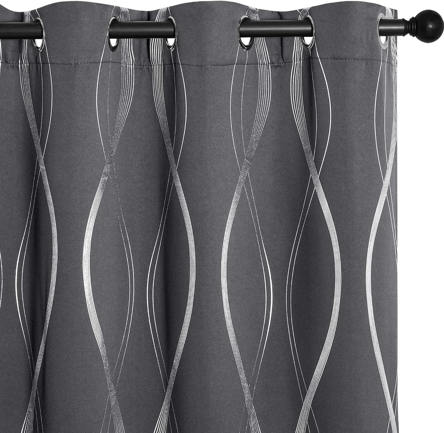 image:imageNICETOWN Grey Blackout Striped Pattern Curtains for Living Room 52 x 841 Grey
