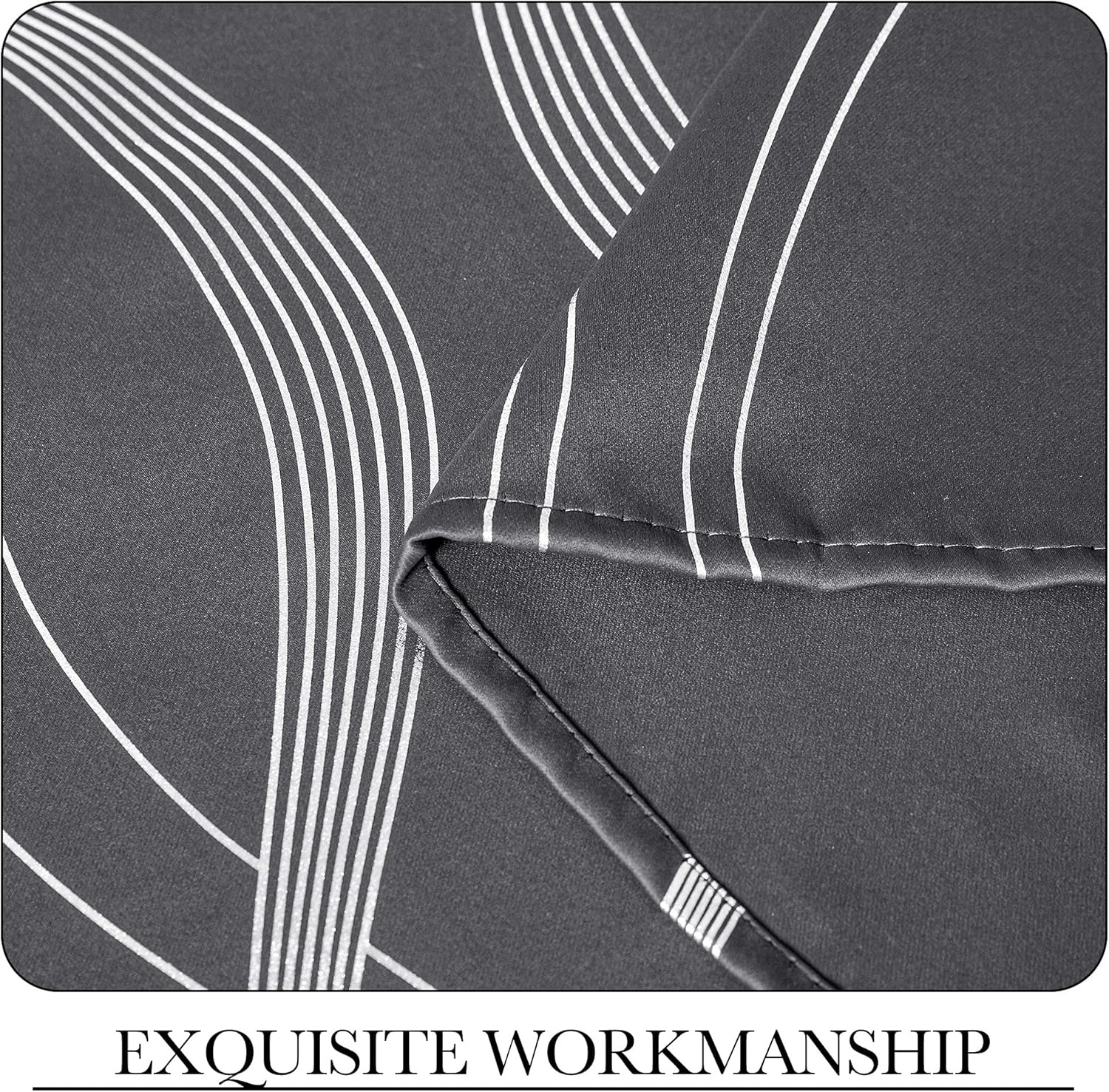image:imageNICETOWN Grey Blackout Striped Pattern Curtains for Living Room 52 x 841 Grey