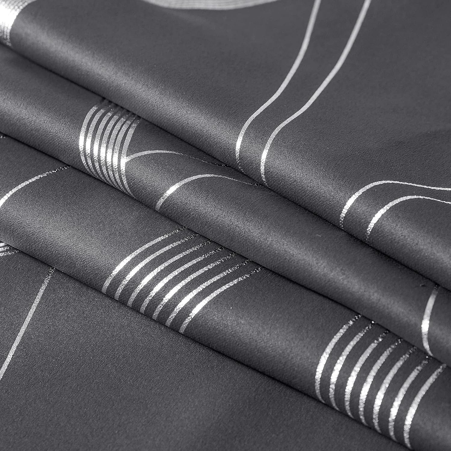 image:imageNICETOWN Grey Blackout Striped Pattern Curtains for Living Room 52 x 841 Grey