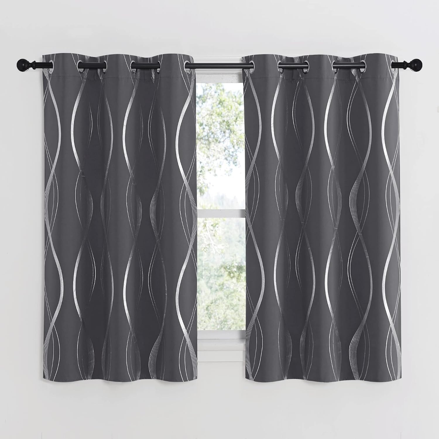 image:imageNICETOWN Grey Blackout Striped Pattern Curtains for Living Room 52 x 841 Grey