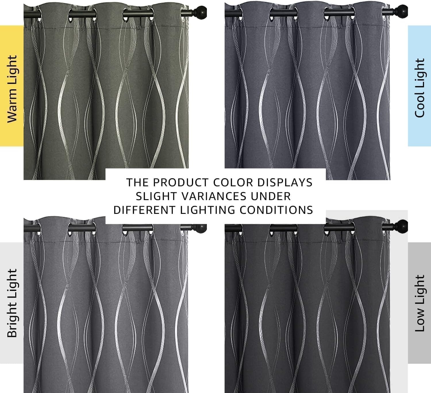 image:imageNICETOWN Grey Blackout Striped Pattern Curtains for Living Room 52 x 841 Grey