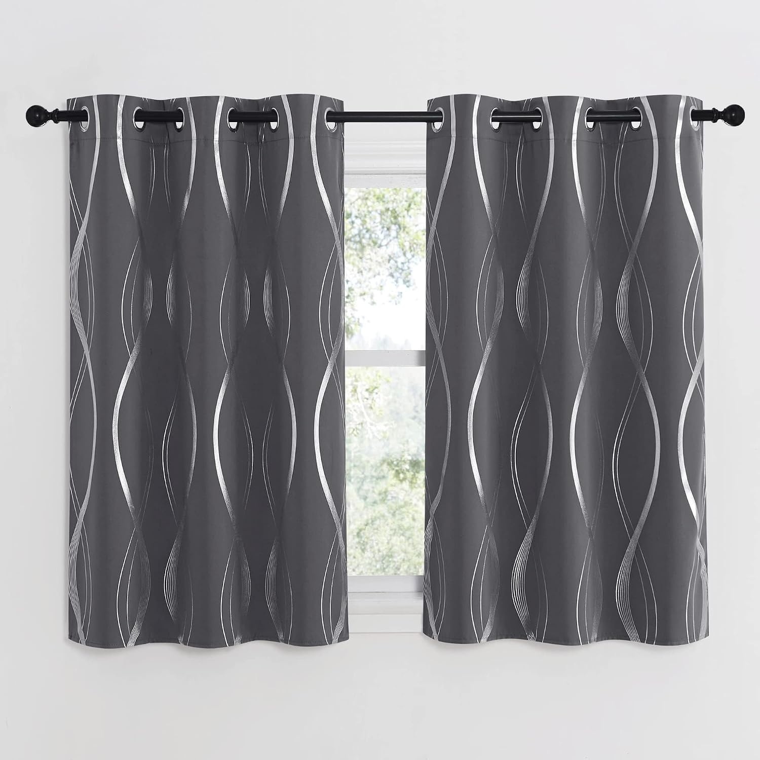 image:imageNICETOWN Grey Blackout Striped Pattern Curtains for Living Room 52 x 841 Grey