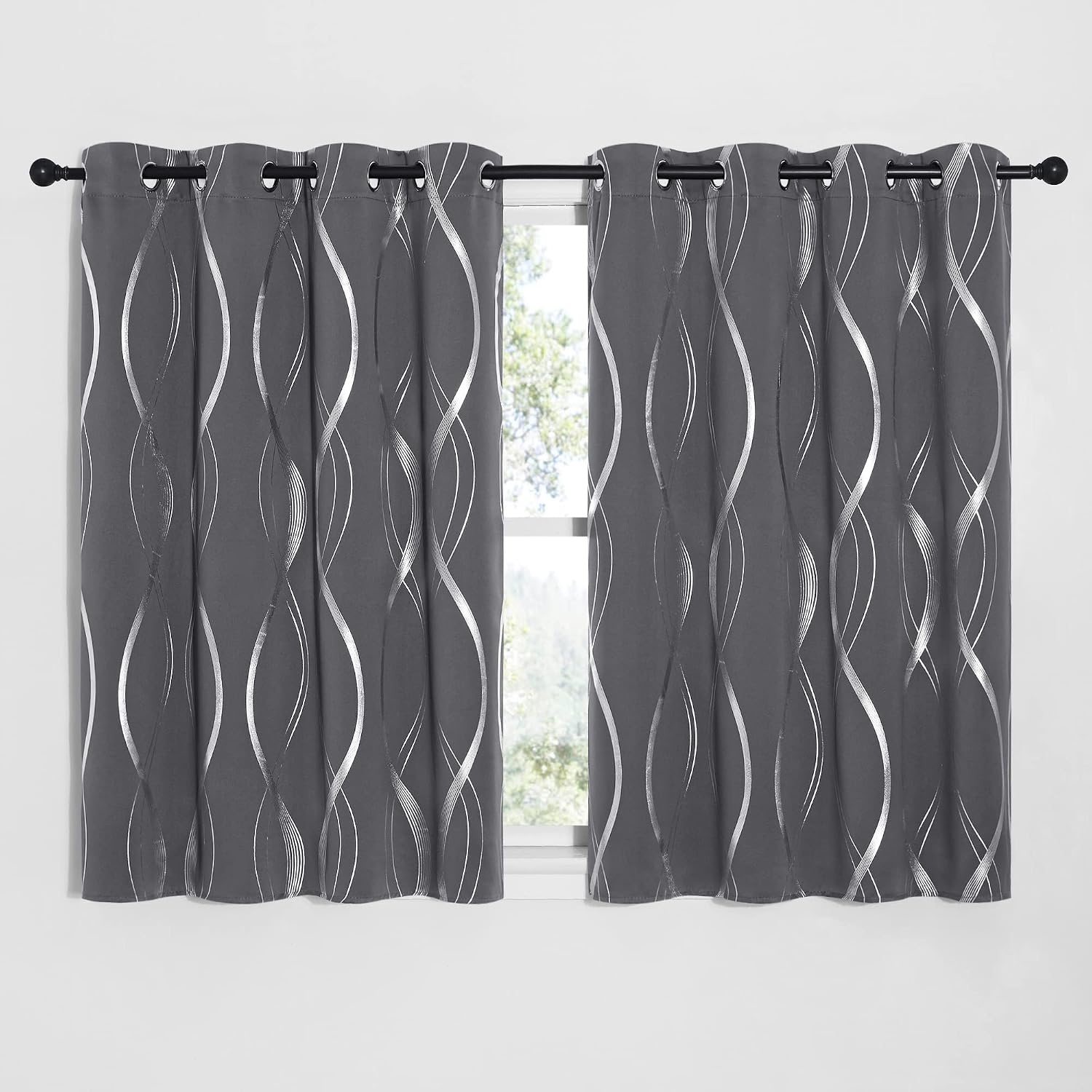 image:imageNICETOWN Grey Blackout Striped Pattern Curtains for Living Room 52 x 841 Grey
