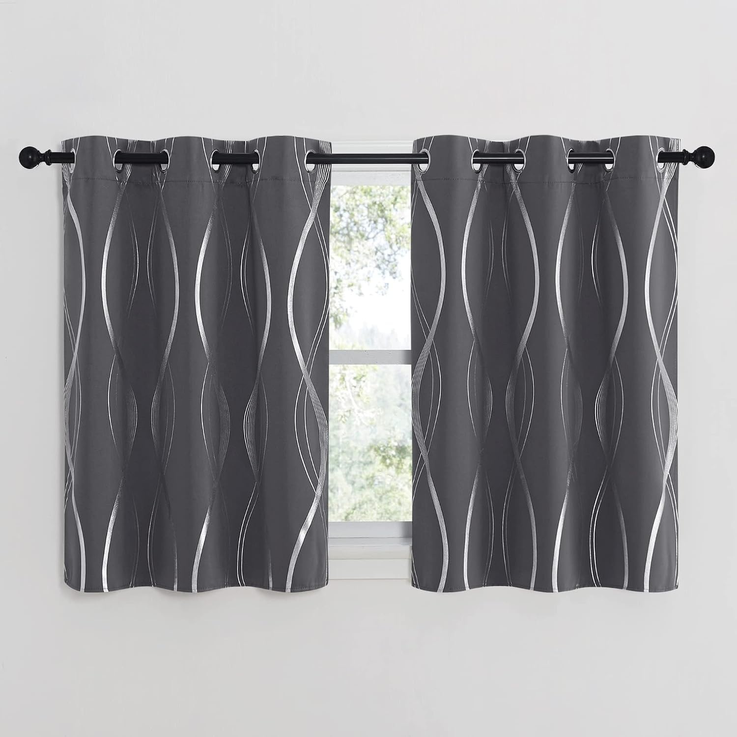 image:imageNICETOWN Grey Blackout Striped Pattern Curtains for Living Room 52 x 841 Grey