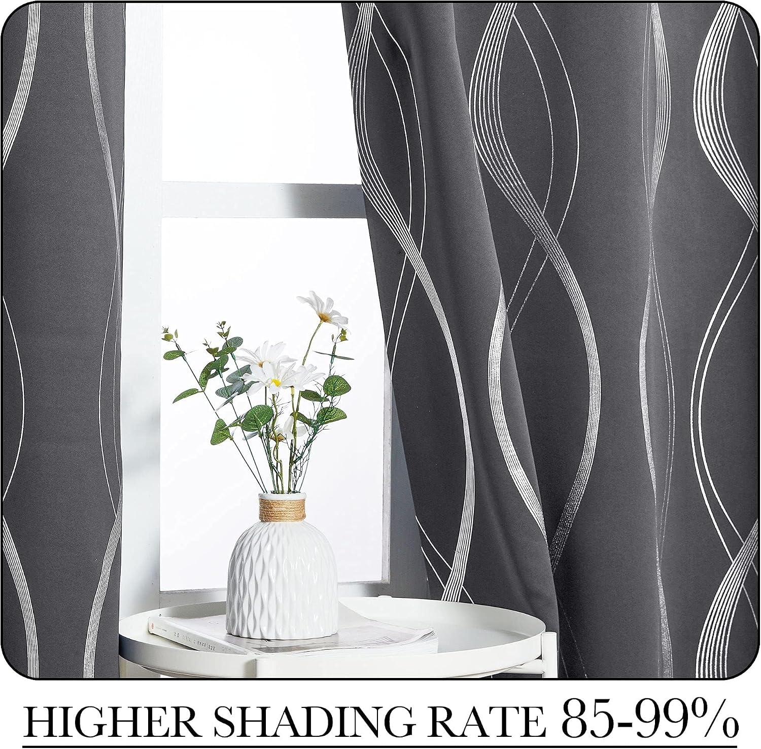 image:imageNICETOWN Grey Blackout Striped Pattern Curtains for Living Room 52 x 841 Grey