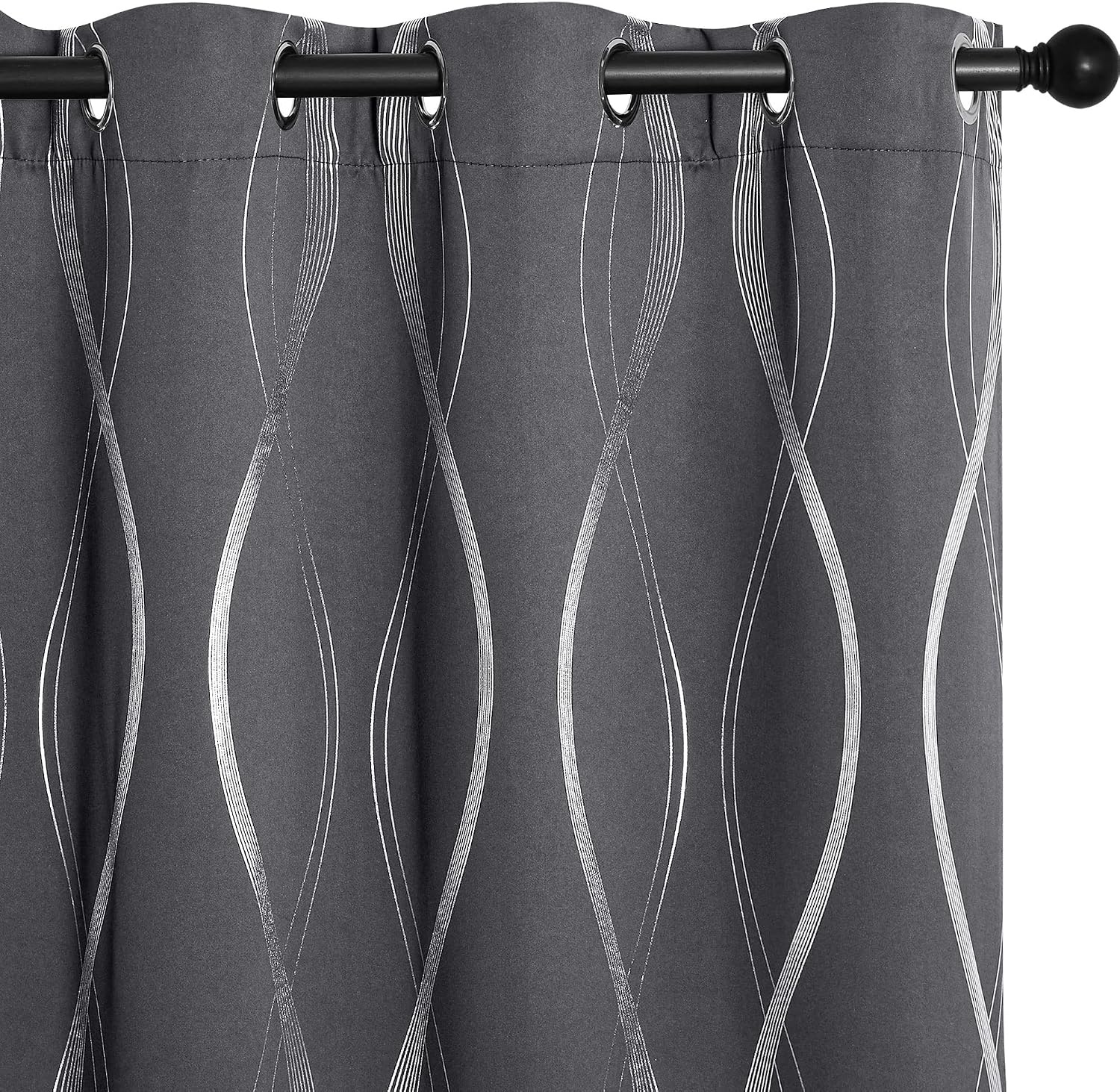 image:imageNICETOWN Grey Blackout Striped Pattern Curtains for Living Room 52 x 841 Grey