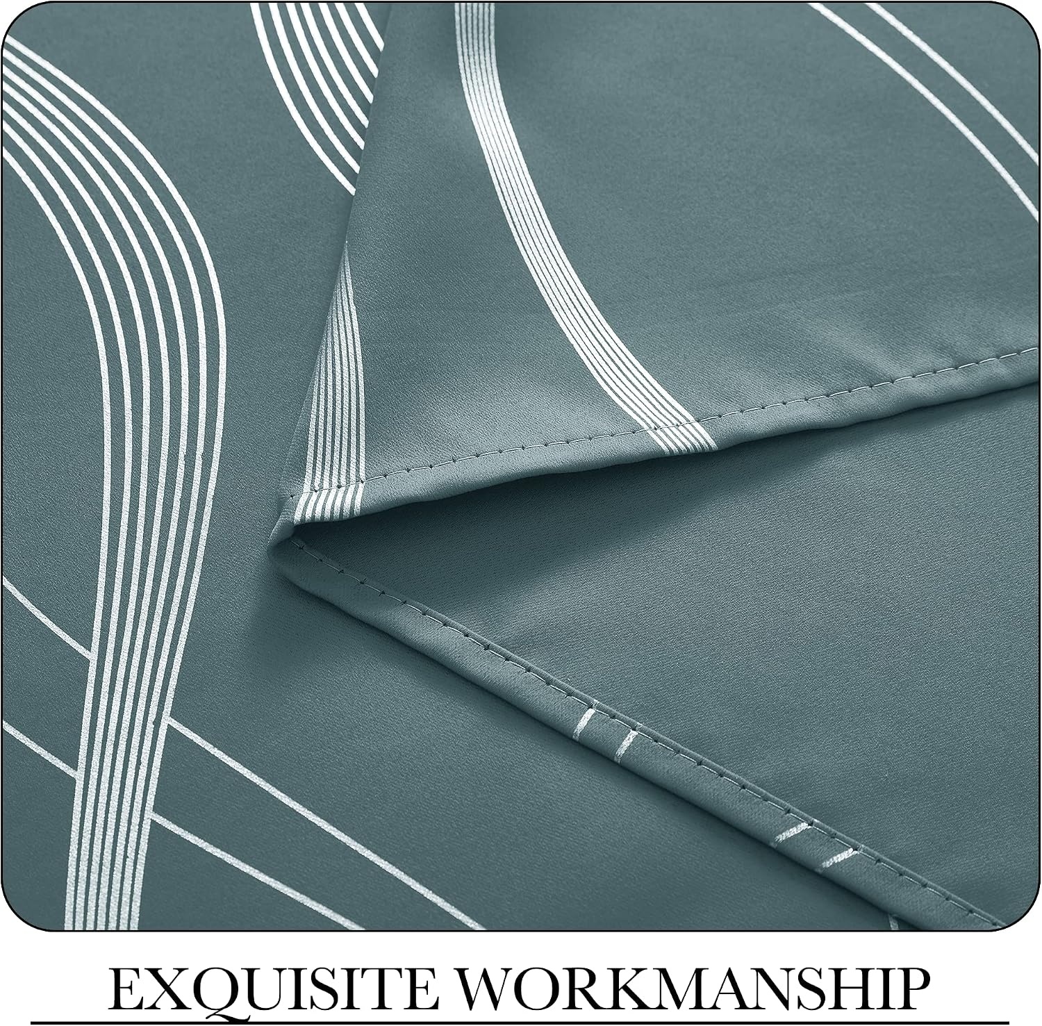 image:imageNICETOWN Grey Blackout Striped Pattern Curtains for Living Room 52 x 841 Greyish Blue