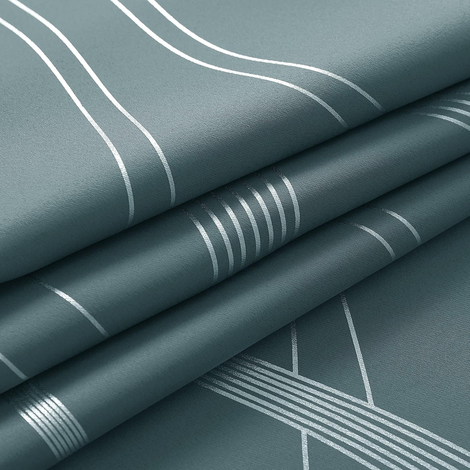 image:imageNICETOWN Grey Blackout Striped Pattern Curtains for Living Room 52 x 841 Greyish Blue