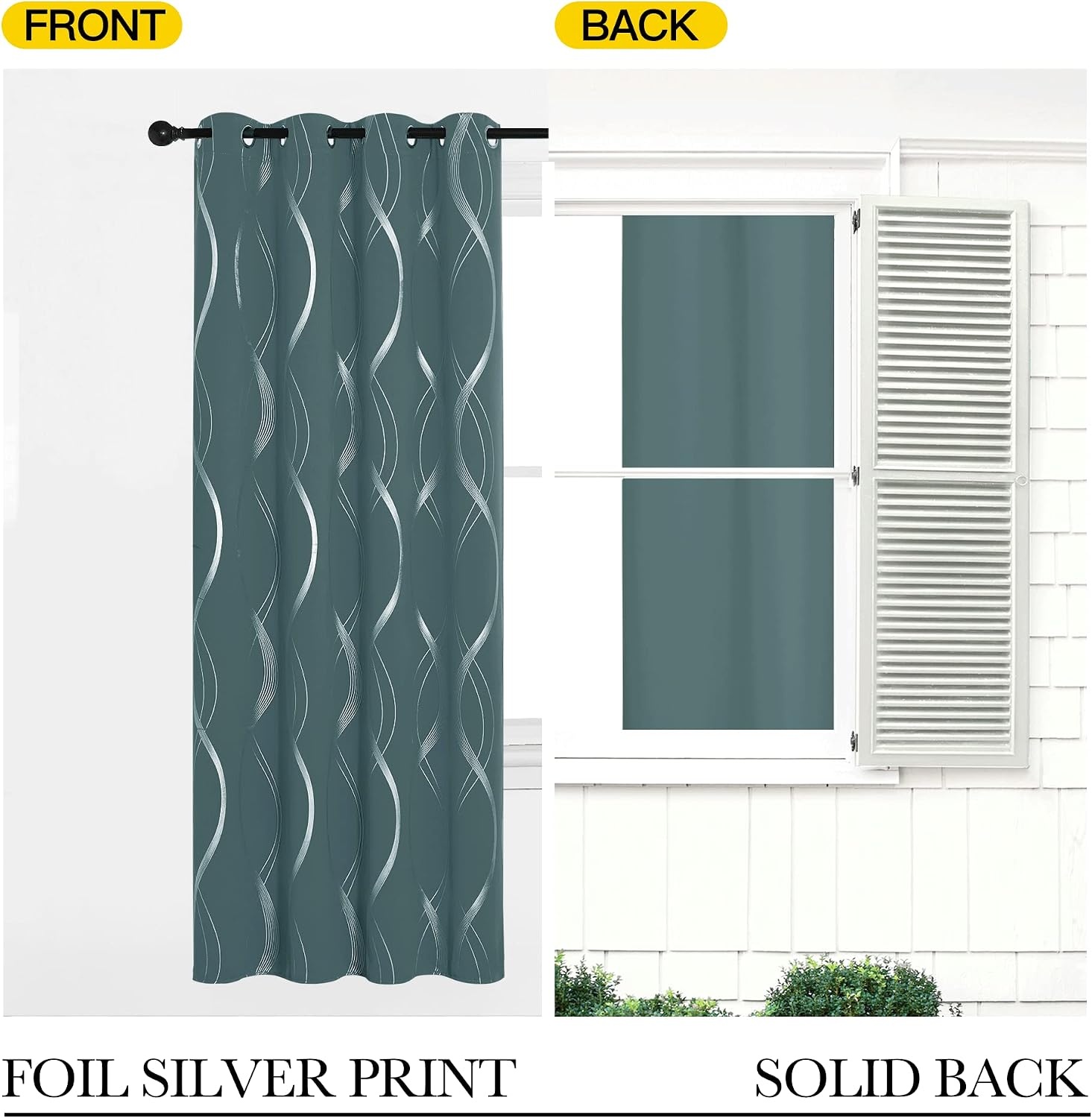 image:imageNICETOWN Grey Blackout Striped Pattern Curtains for Living Room 52 x 841 Greyish Blue