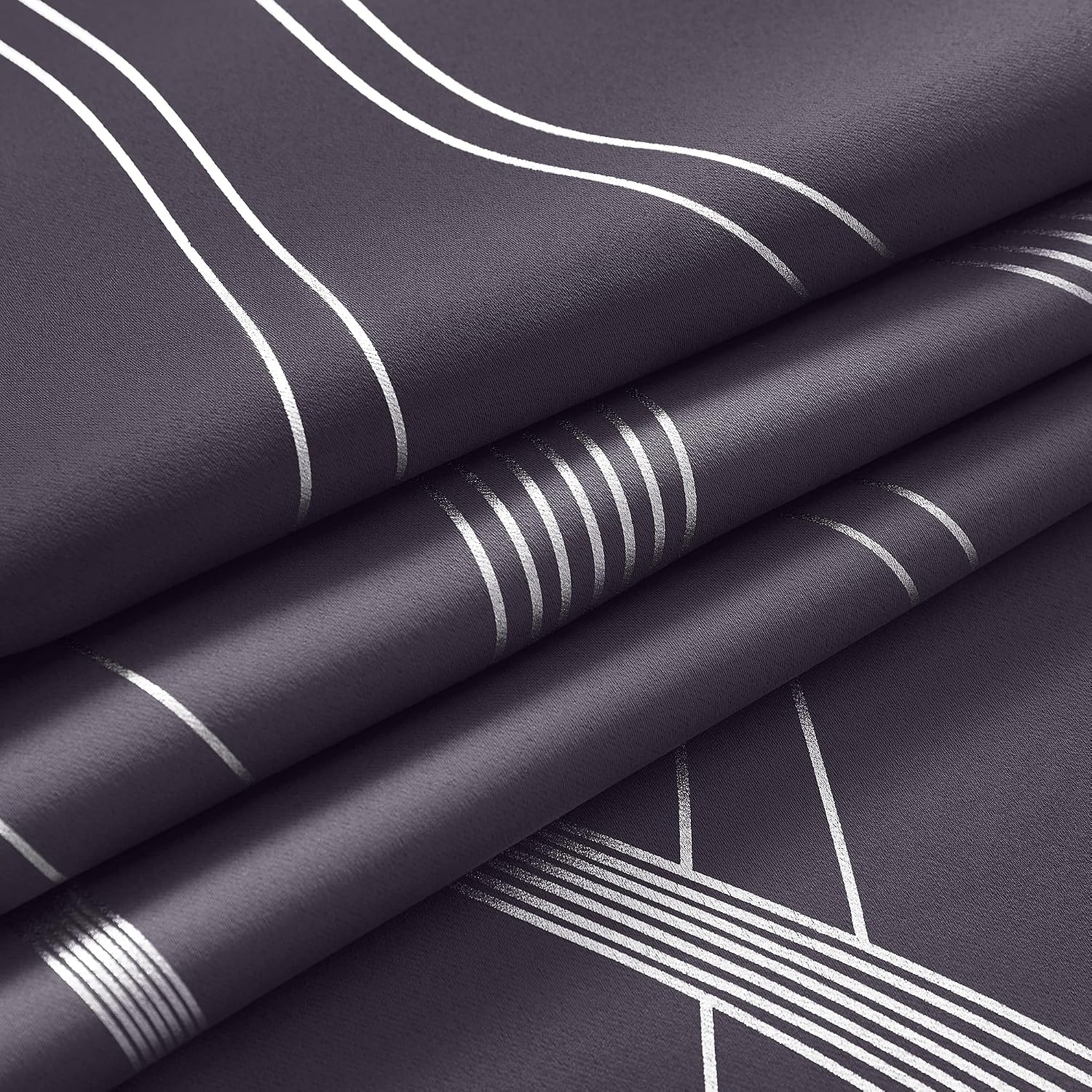 image:imageNICETOWN Grey Blackout Striped Pattern Curtains for Living Room 52 x 841 Greyish Purple