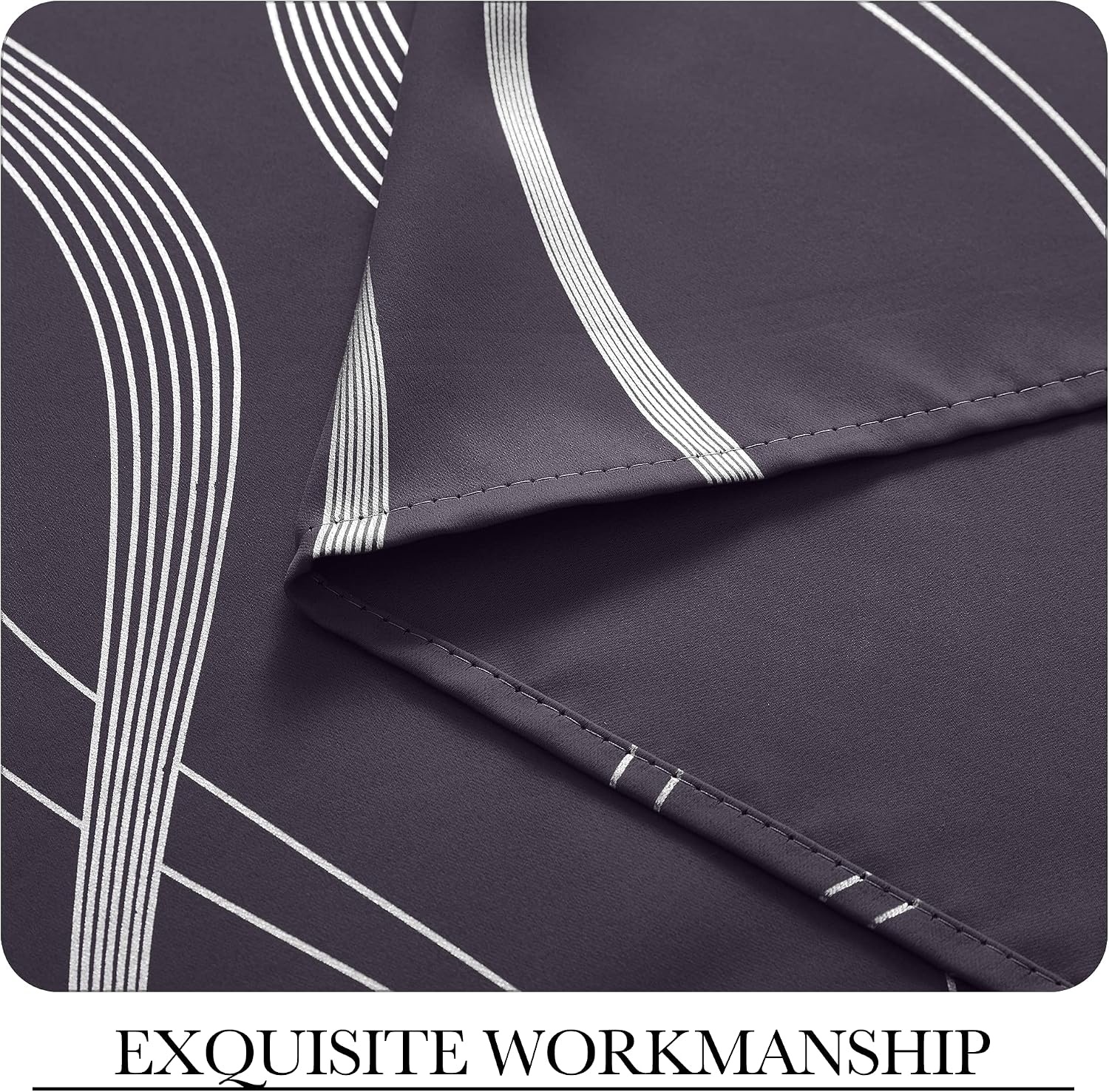 image:imageNICETOWN Grey Blackout Striped Pattern Curtains for Living Room 52 x 841 Greyish Purple