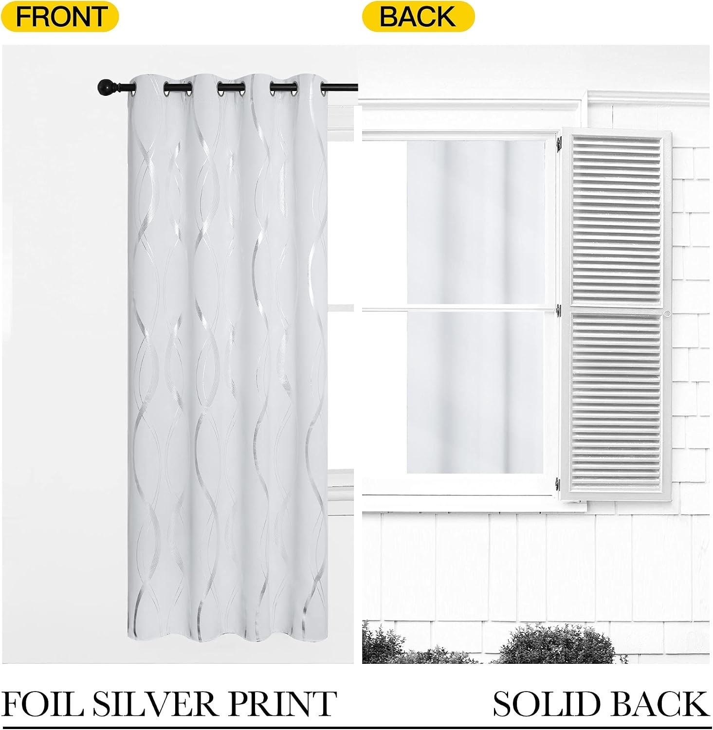 image:imageNICETOWN Grey Blackout Striped Pattern Curtains for Living Room 52 x 841 Greyish White