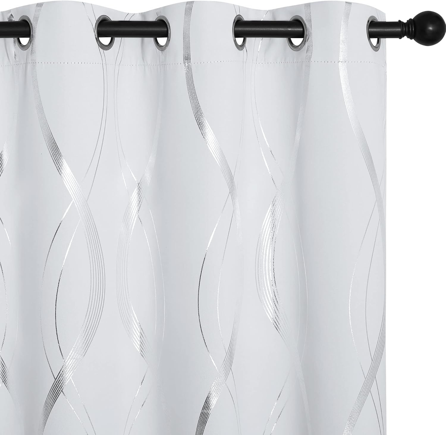 image:imageNICETOWN Grey Blackout Striped Pattern Curtains for Living Room 52 x 841 Greyish White