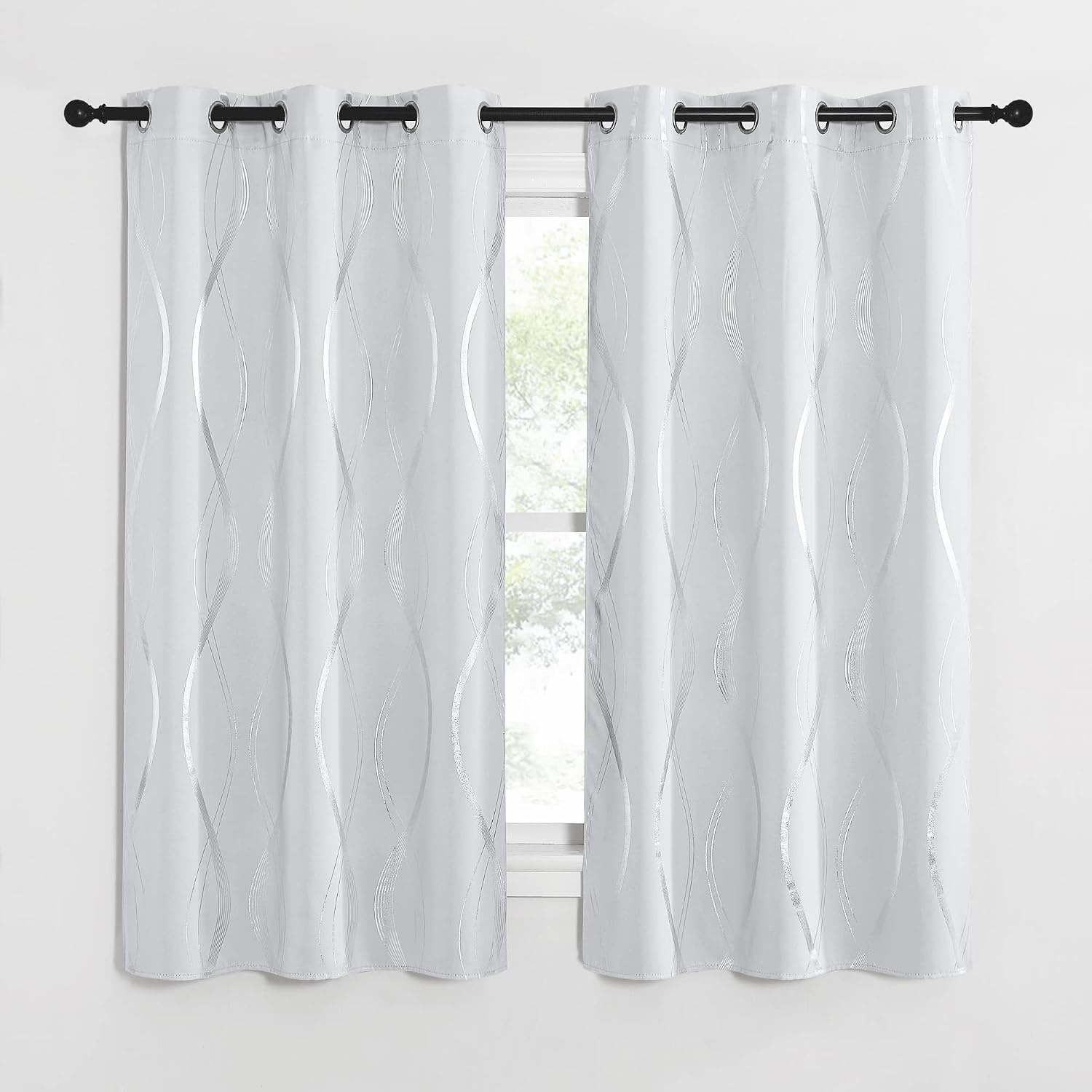 image:imageNICETOWN Grey Blackout Striped Pattern Curtains for Living Room 52 x 841 Greyish White