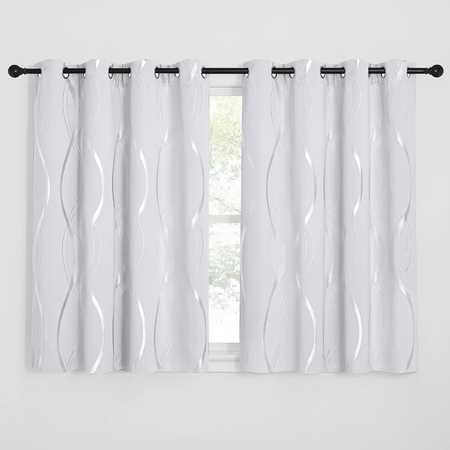 image:imageNICETOWN Grey Blackout Striped Pattern Curtains for Living Room 52 x 841 Greyish White