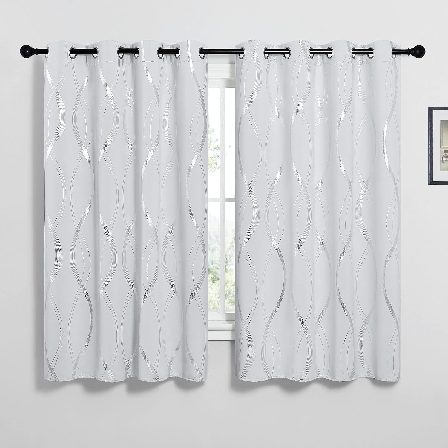 image:imageNICETOWN Grey Blackout Striped Pattern Curtains for Living Room 52 x 841 Greyish White