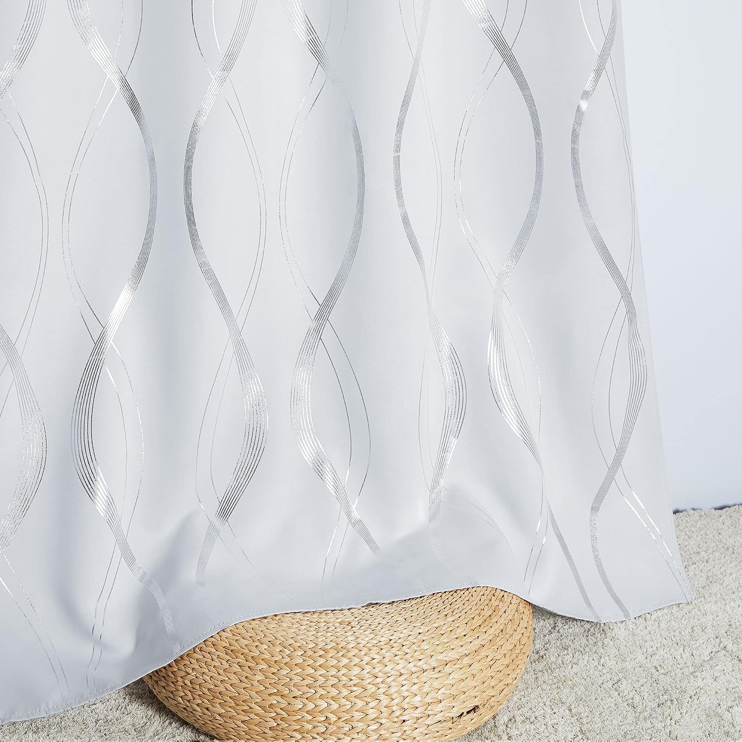 image:imageNICETOWN Grey Blackout Striped Pattern Curtains for Living Room 52 x 841 Greyish White