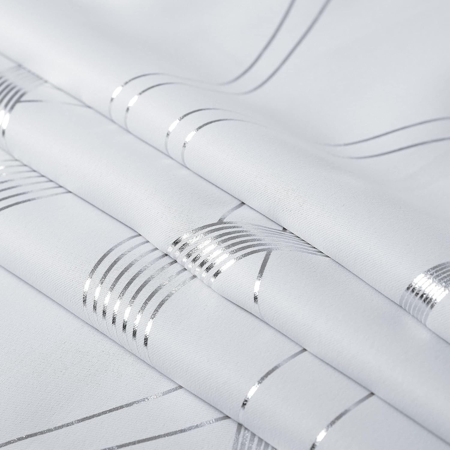 image:imageNICETOWN Grey Blackout Striped Pattern Curtains for Living Room 52 x 841 Greyish White