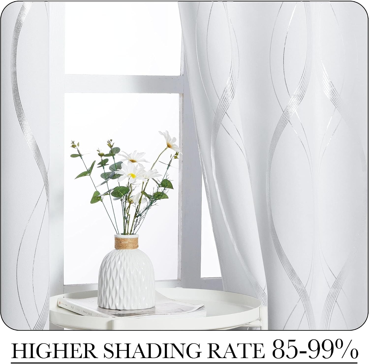 image:imageNICETOWN Grey Blackout Striped Pattern Curtains for Living Room 52 x 841 Greyish White