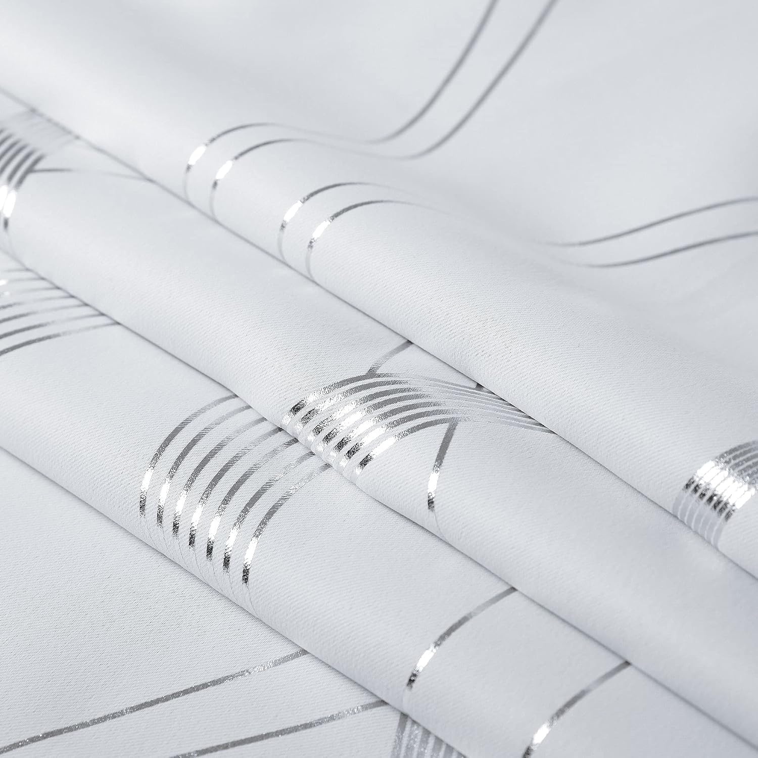image:imageNICETOWN Grey Blackout Striped Pattern Curtains for Living Room 52 x 841 Greyish White