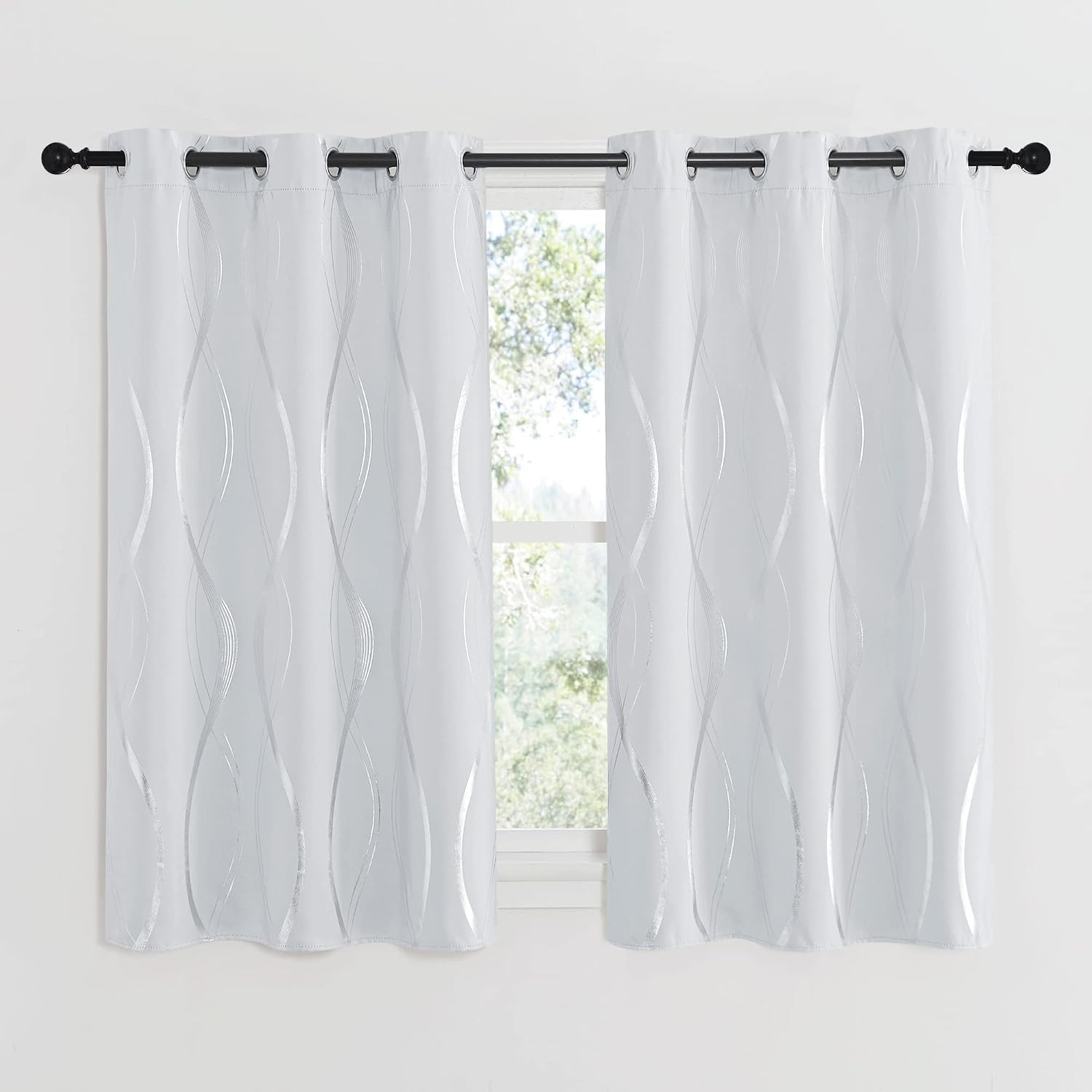 image:imageNICETOWN Grey Blackout Striped Pattern Curtains for Living Room 52 x 841 Greyish White