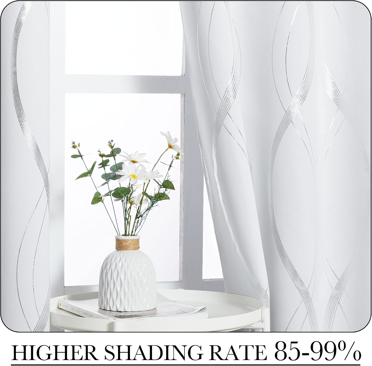 image:imageNICETOWN Grey Blackout Striped Pattern Curtains for Living Room 52 x 841 Greyish White