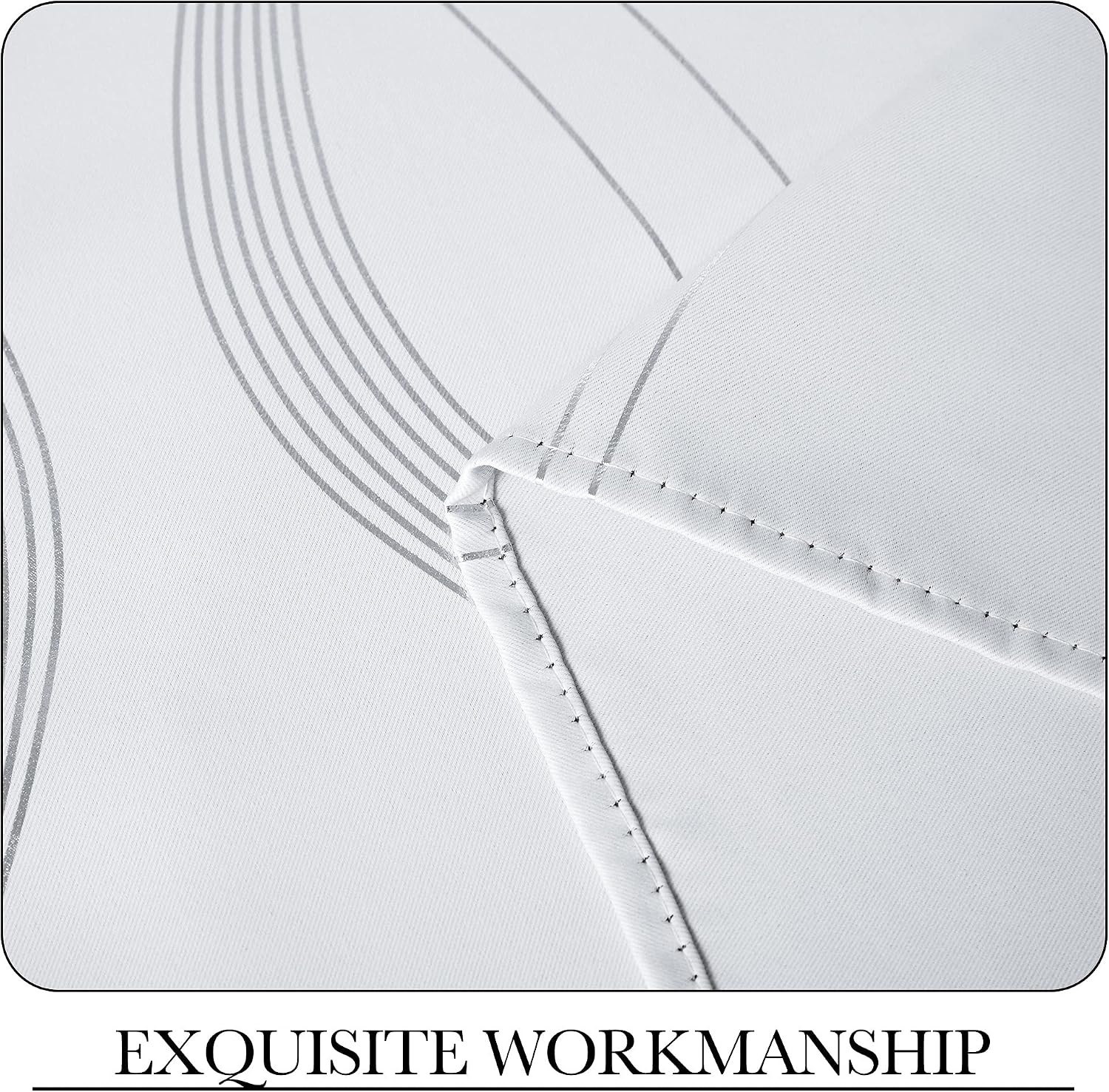 image:imageNICETOWN Grey Blackout Striped Pattern Curtains for Living Room 52 x 841 Greyish White