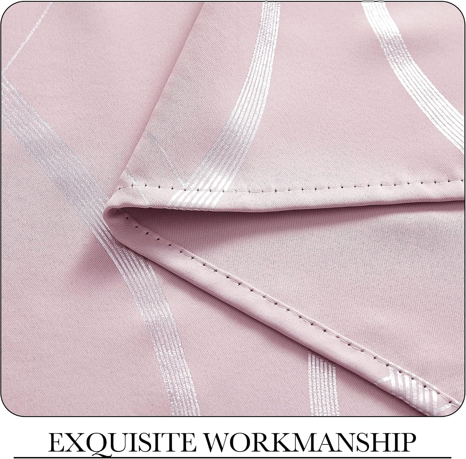 image:imageNICETOWN Grey Blackout Striped Pattern Curtains for Living Room 52 x 841 Lavender Pink