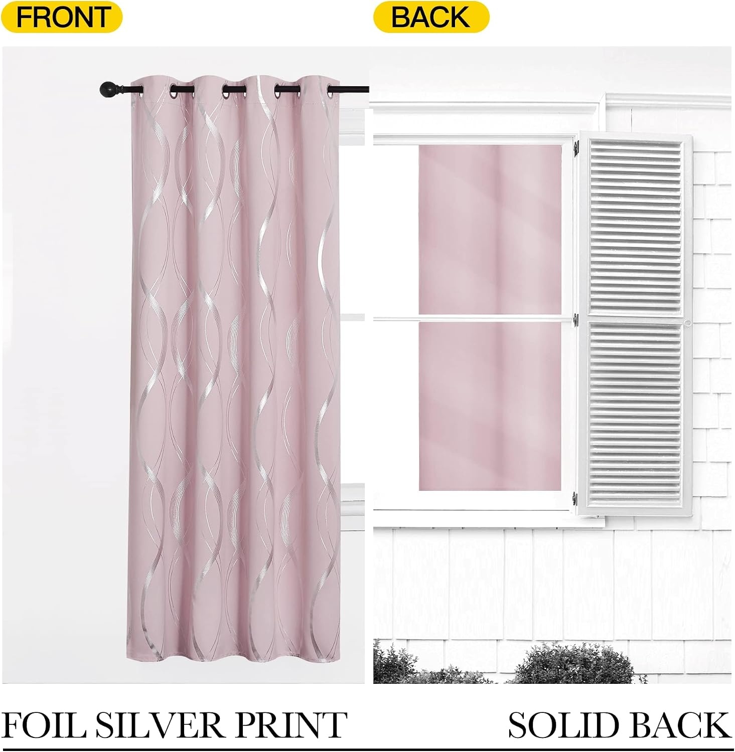 image:imageNICETOWN Grey Blackout Striped Pattern Curtains for Living Room 52 x 841 Lavender Pink