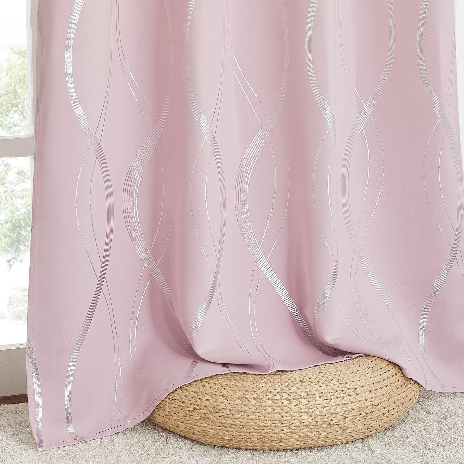 image:imageNICETOWN Grey Blackout Striped Pattern Curtains for Living Room 52 x 841 Lavender Pink
