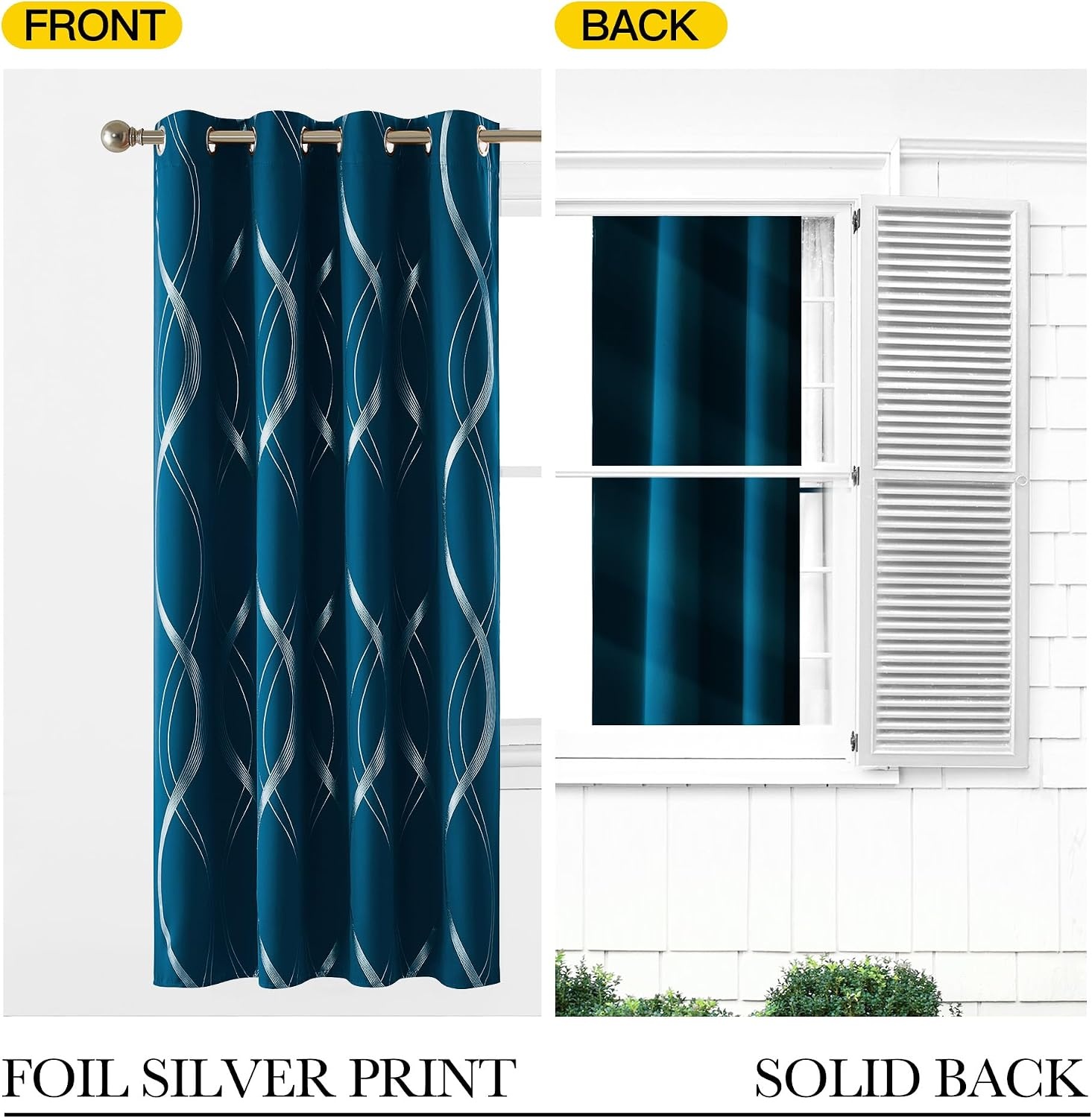 image:imageNICETOWN Grey Blackout Striped Pattern Curtains for Living Room 52 x 841 Moroccan Blue
