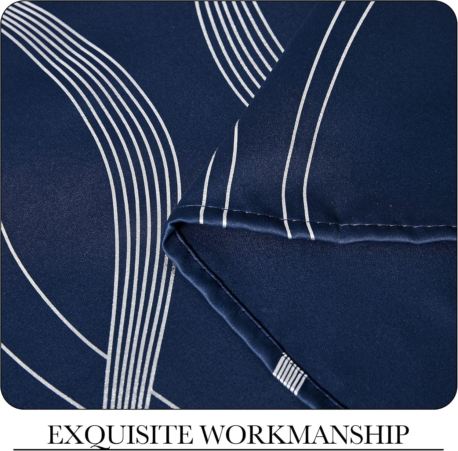 image:imageNICETOWN Grey Blackout Striped Pattern Curtains for Living Room 52 x 841 Navy