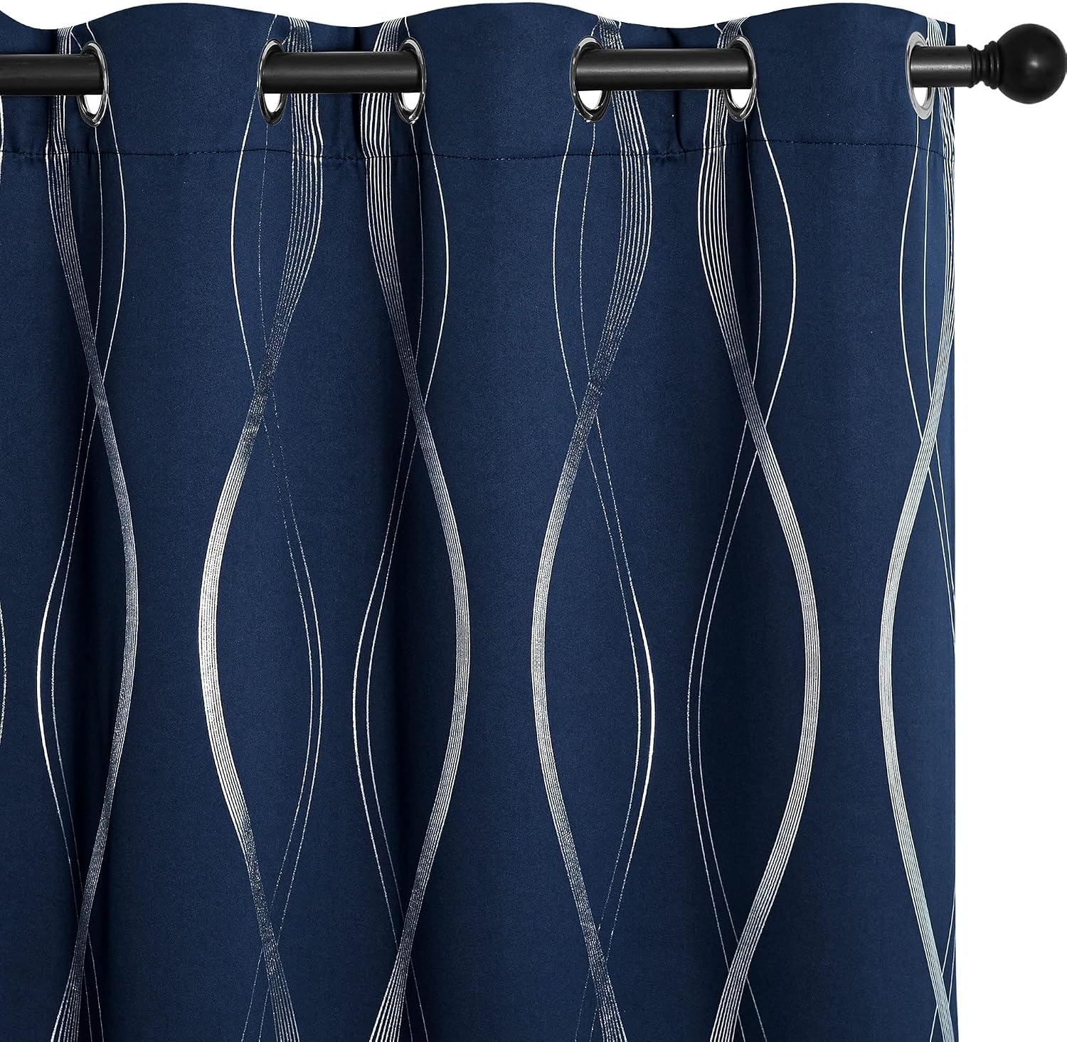 image:imageNICETOWN Grey Blackout Striped Pattern Curtains for Living Room 52 x 841 Navy